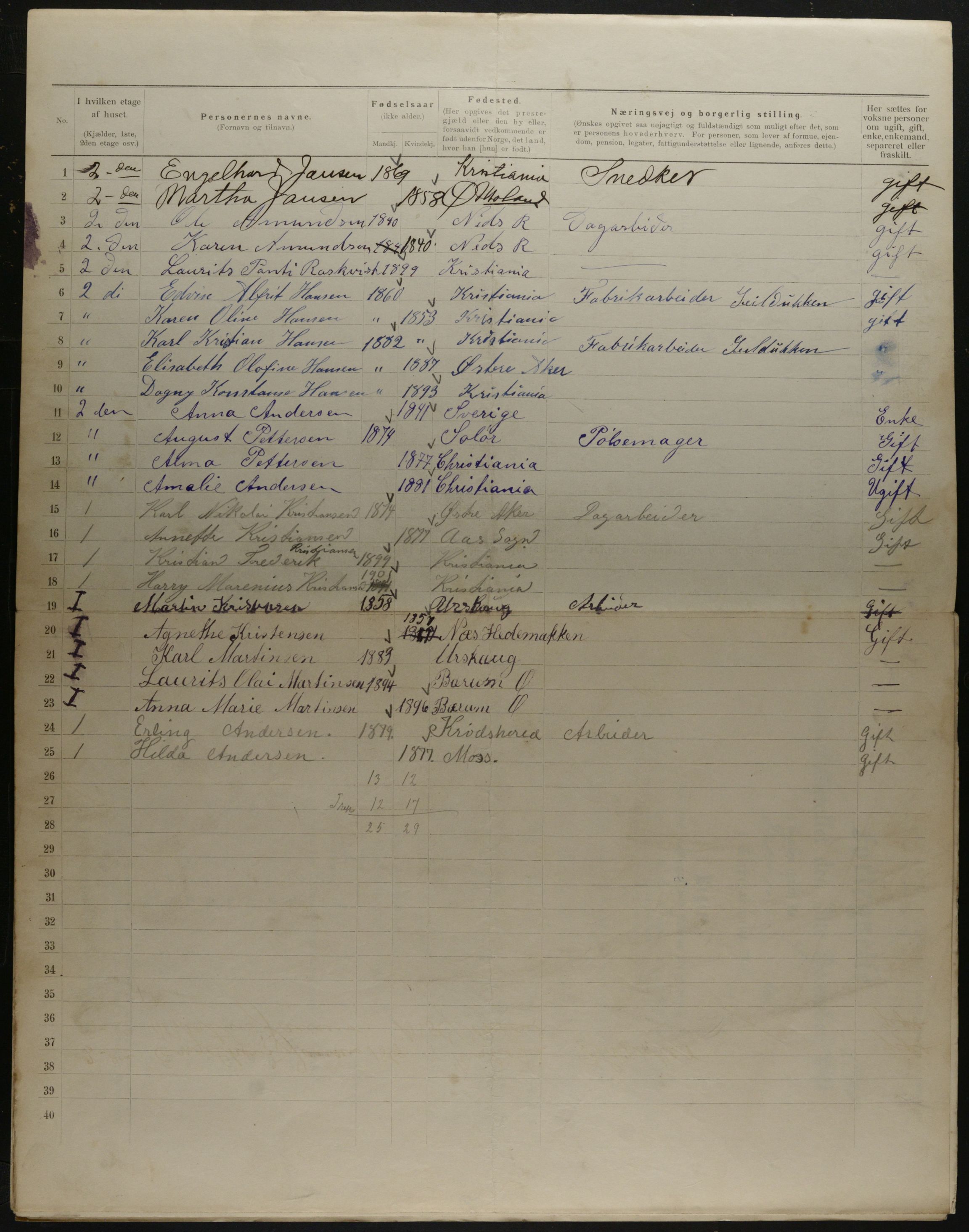 OBA, Municipal Census 1901 for Kristiania, 1901, p. 17753