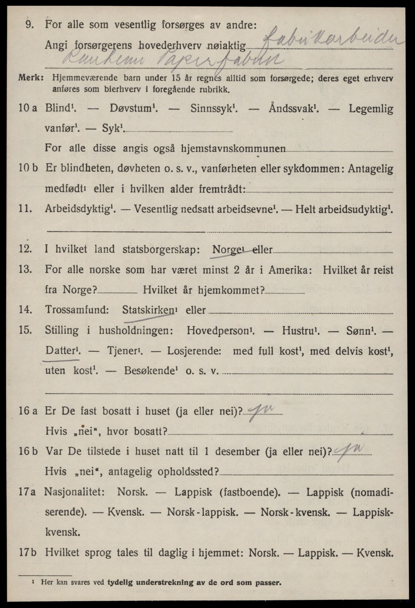 SAT, 1920 census for Strinda, 1920, p. 13543