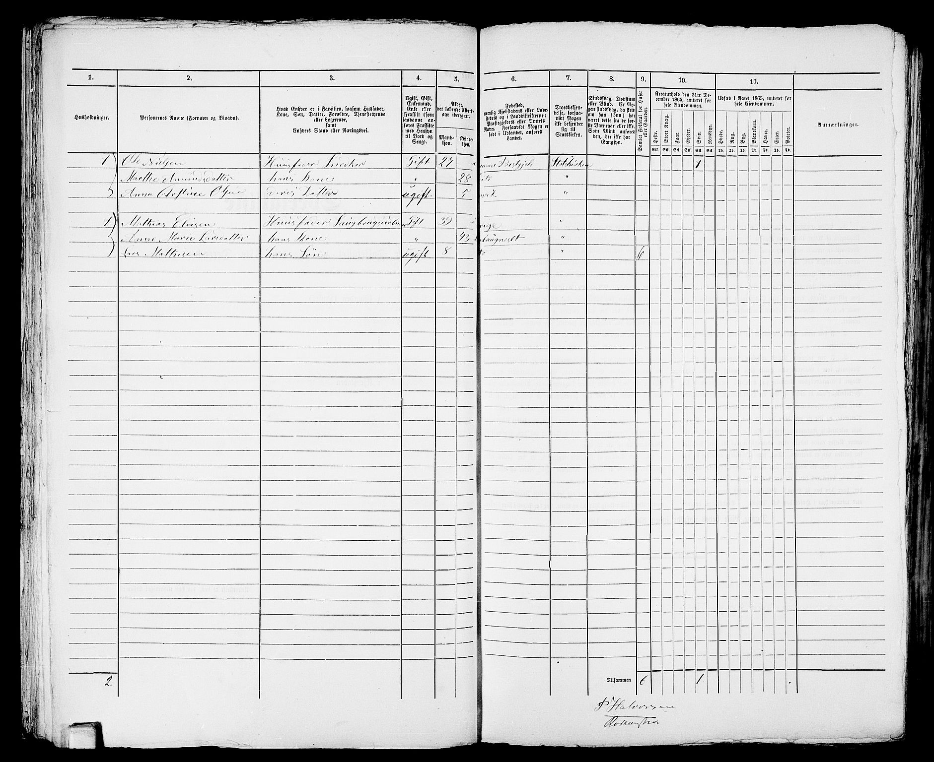 RA, 1865 census for Larvik, 1865, p. 712