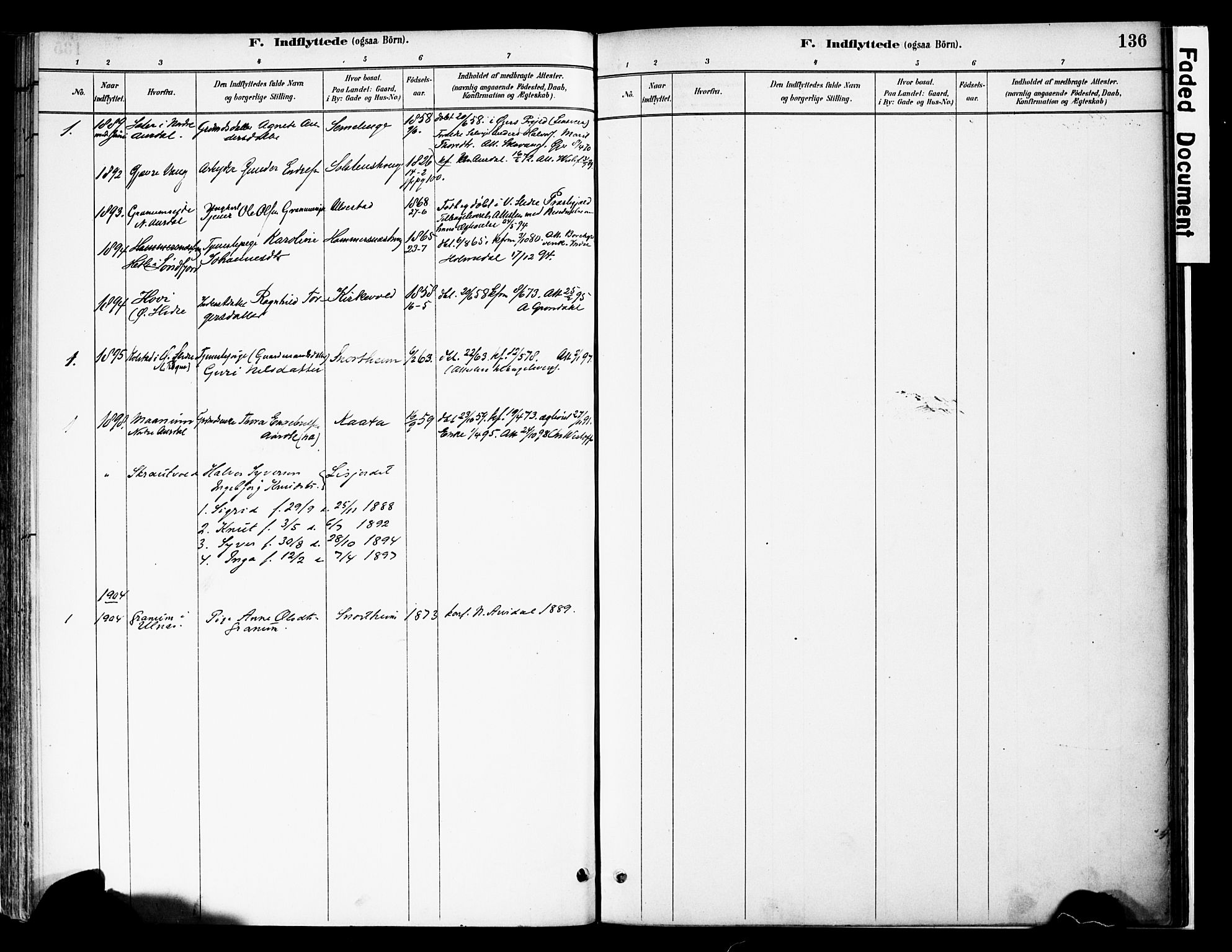 Vestre Slidre prestekontor, AV/SAH-PREST-136/H/Ha/Haa/L0006: Parish register (official) no. 6, 1881-1912, p. 136