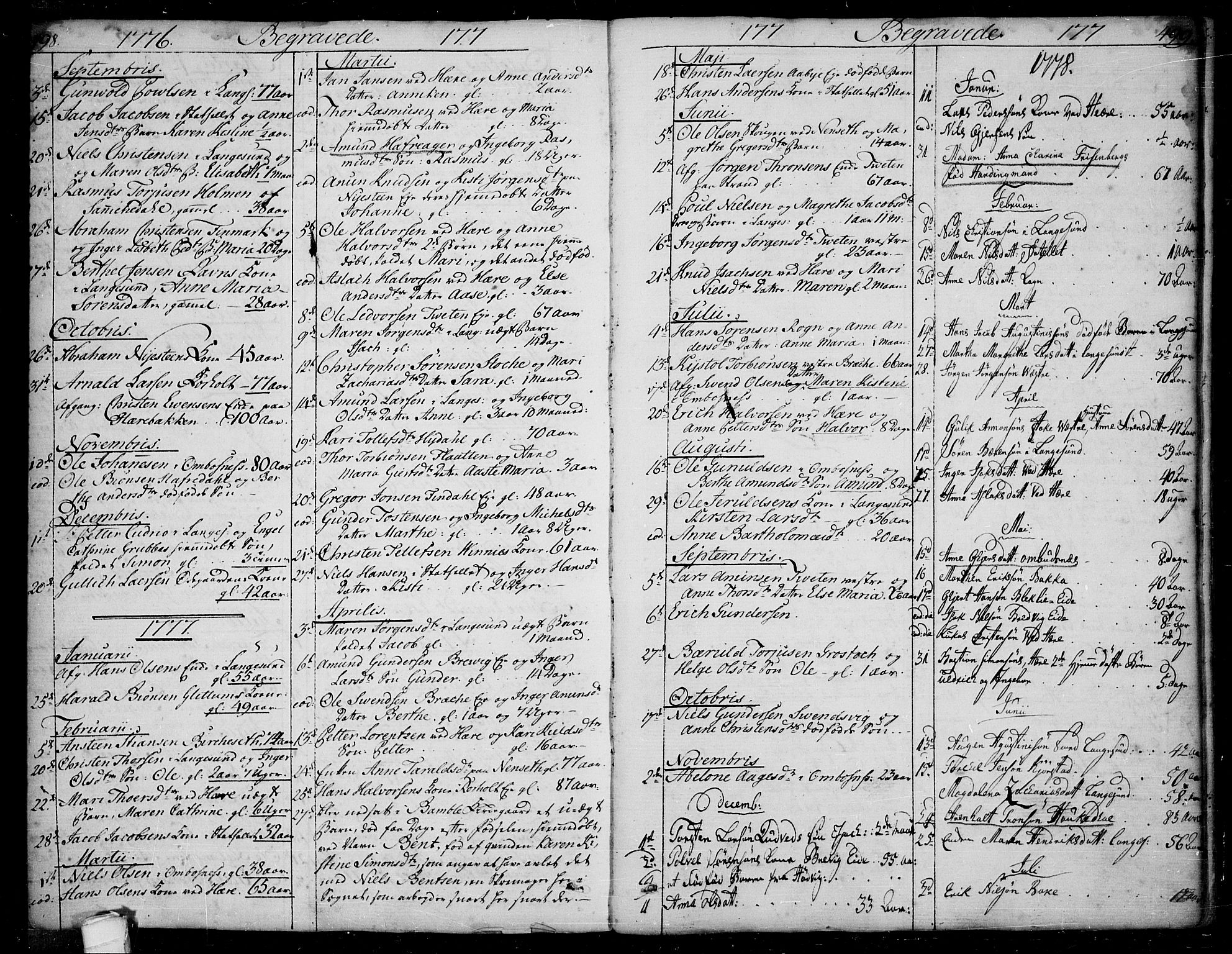 Bamble kirkebøker, AV/SAKO-A-253/F/Fa/L0002: Parish register (official) no. I 2, 1775-1814, p. 498-499