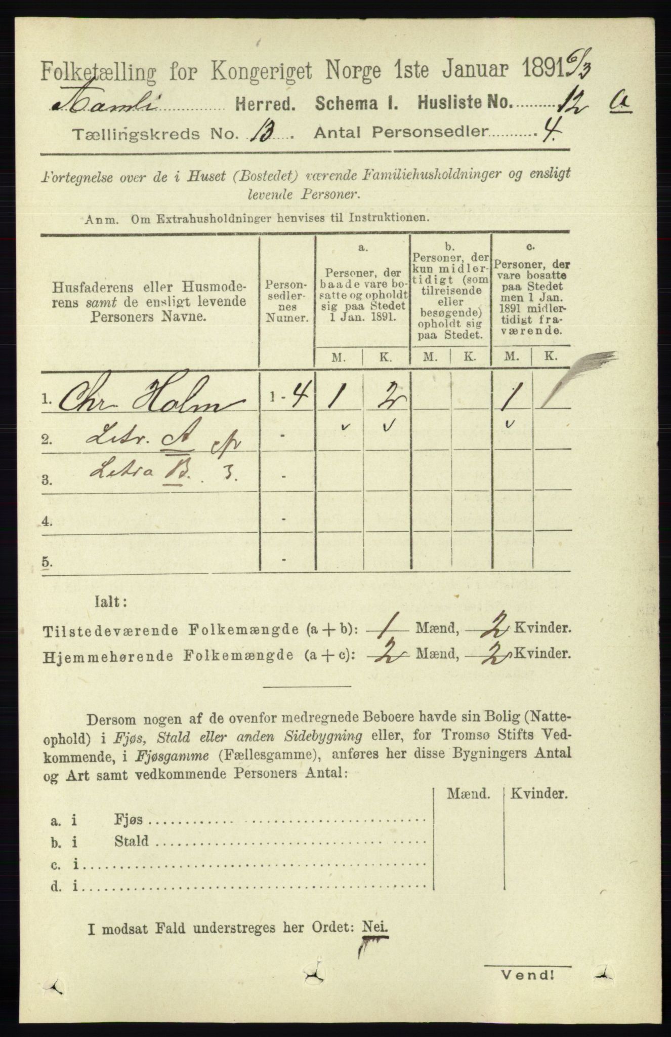 RA, 1891 census for 0929 Åmli, 1891, p. 2143