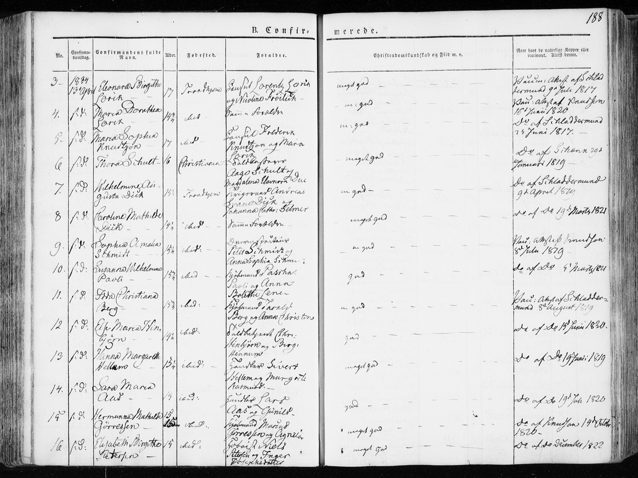 Ministerialprotokoller, klokkerbøker og fødselsregistre - Sør-Trøndelag, SAT/A-1456/601/L0047: Parish register (official) no. 601A15, 1831-1839, p. 188