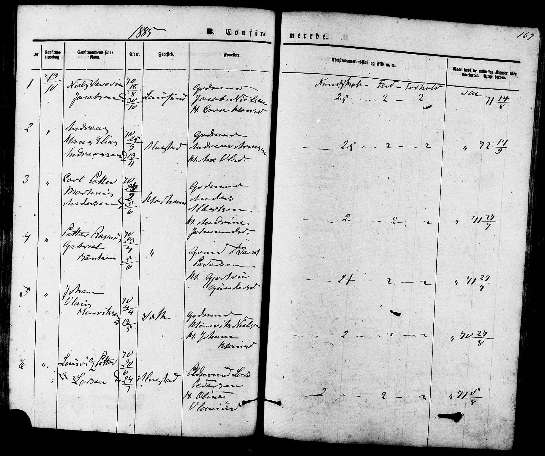 Ministerialprotokoller, klokkerbøker og fødselsregistre - Møre og Romsdal, AV/SAT-A-1454/536/L0500: Parish register (official) no. 536A09, 1876-1889, p. 167