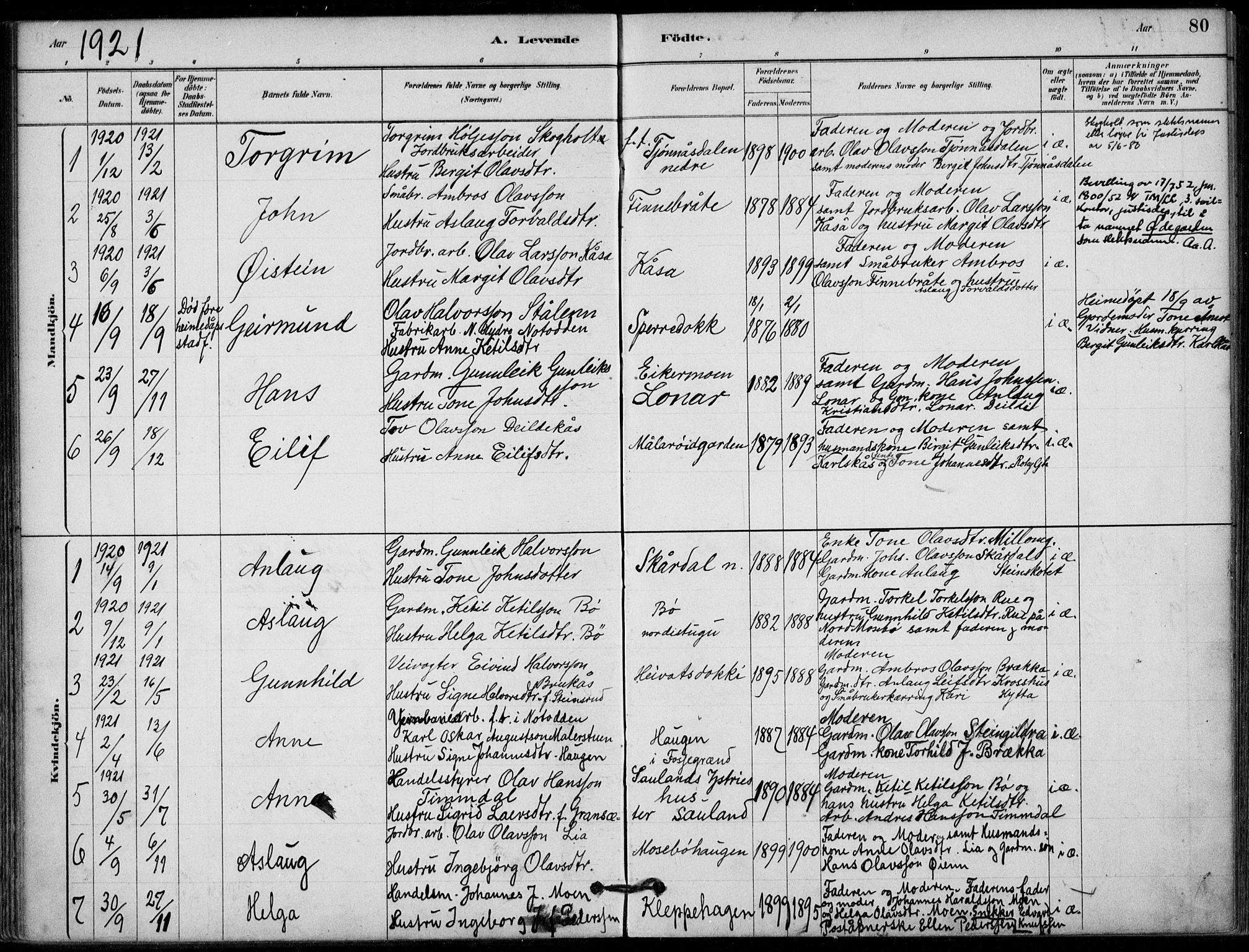 Hjartdal kirkebøker, SAKO/A-270/F/Fb/L0002: Parish register (official) no. II 2, 1880-1932, p. 80