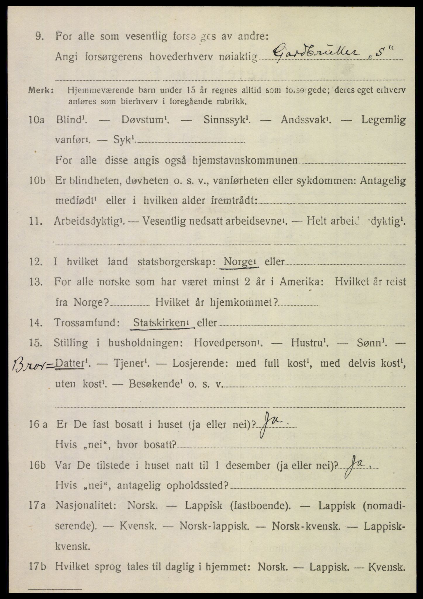 SAT, 1920 census for Nordli, 1920, p. 1420