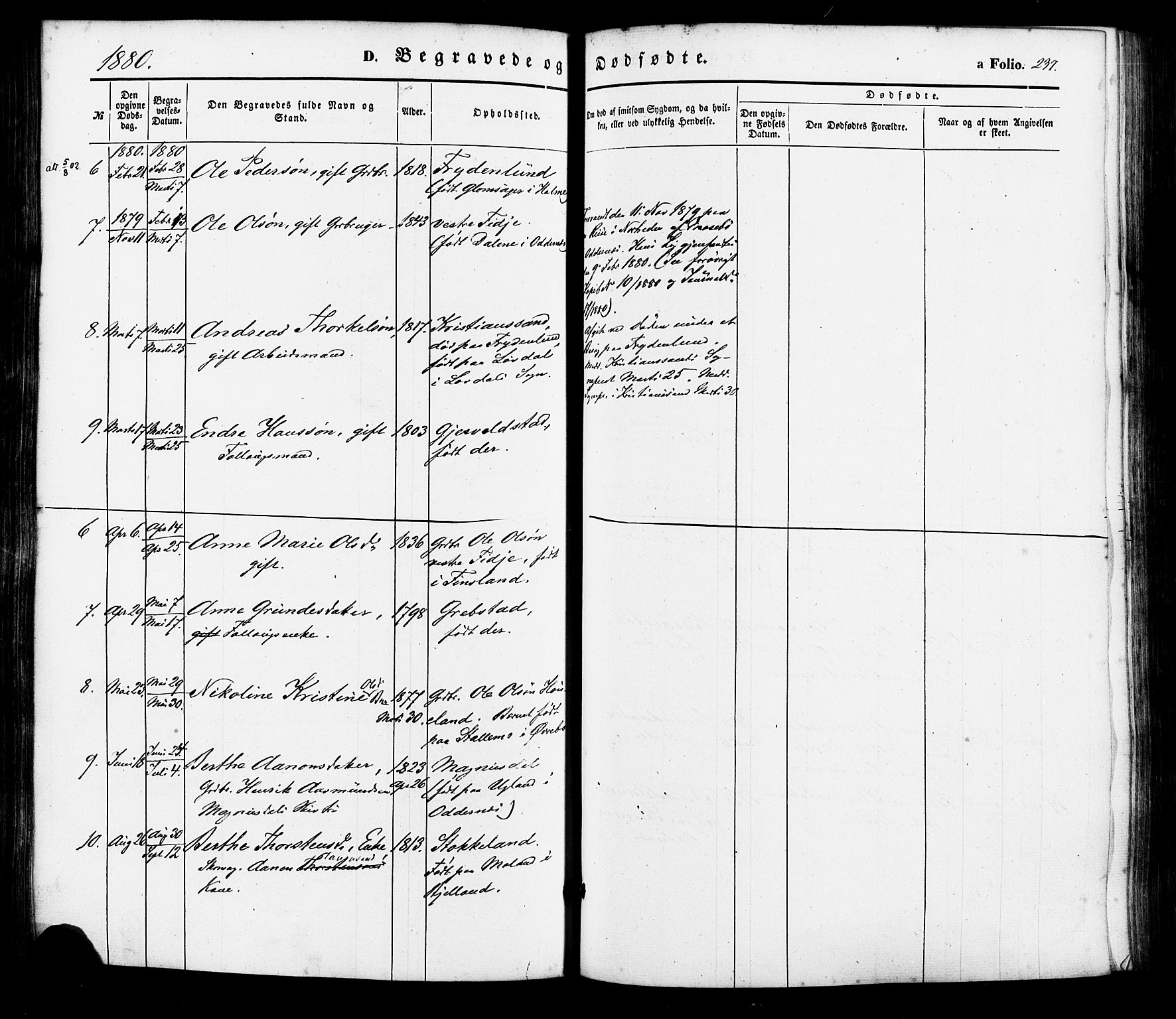Søgne sokneprestkontor, AV/SAK-1111-0037/F/Fa/Faa/L0002: Parish register (official) no. A 2, 1854-1882, p. 237
