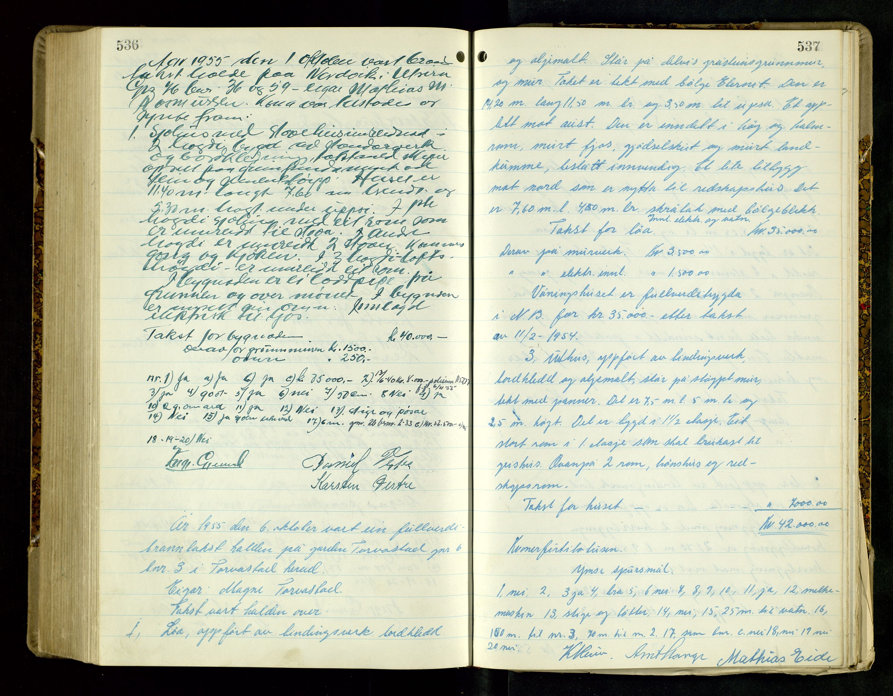 Norges Brannkasse Haugesund, AV/SAST-A-102142/0004/O/L0007: Branntakstprotokoll, 1951-1956, p. 536-537