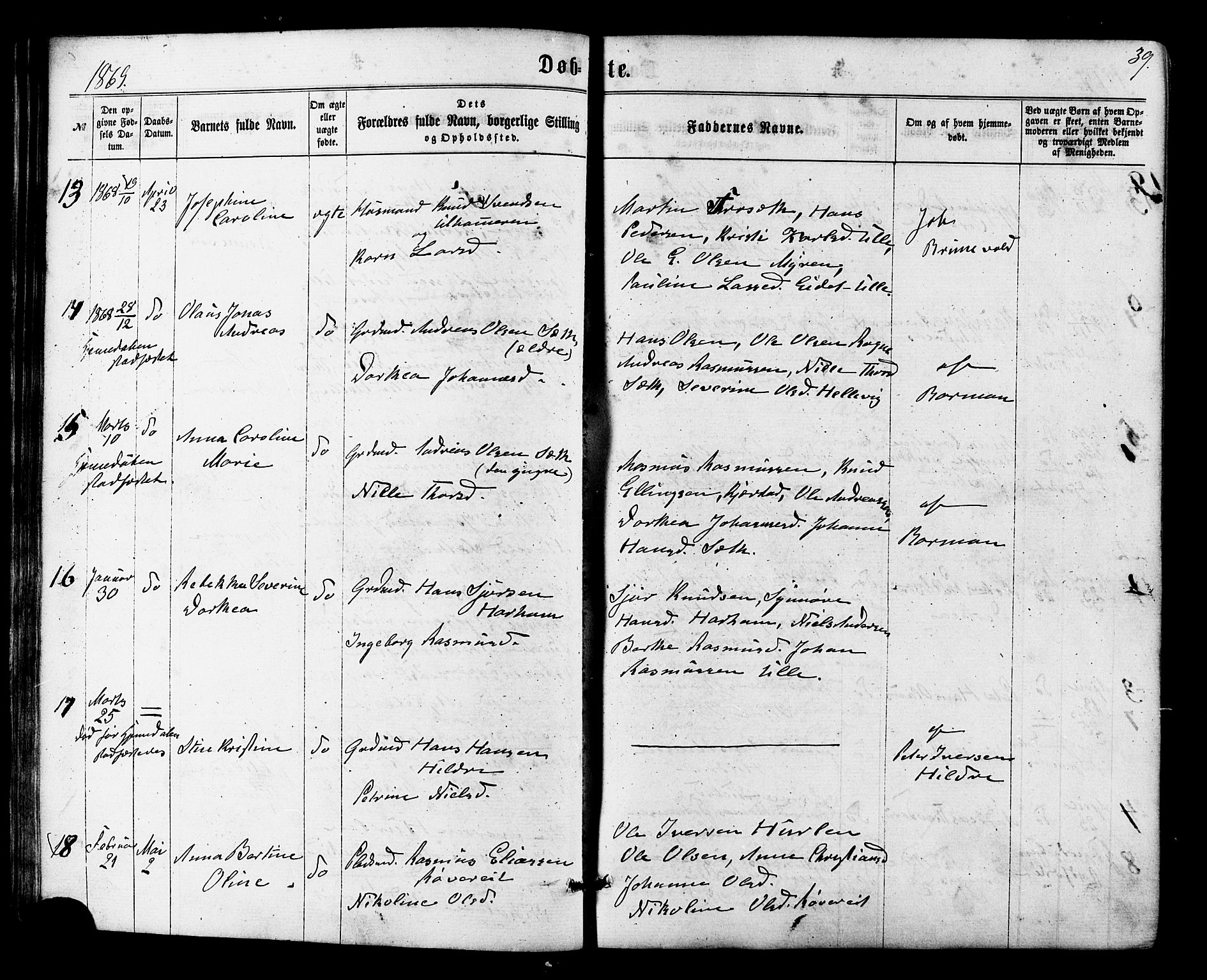 Ministerialprotokoller, klokkerbøker og fødselsregistre - Møre og Romsdal, AV/SAT-A-1454/536/L0498: Parish register (official) no. 536A07, 1862-1875, p. 39