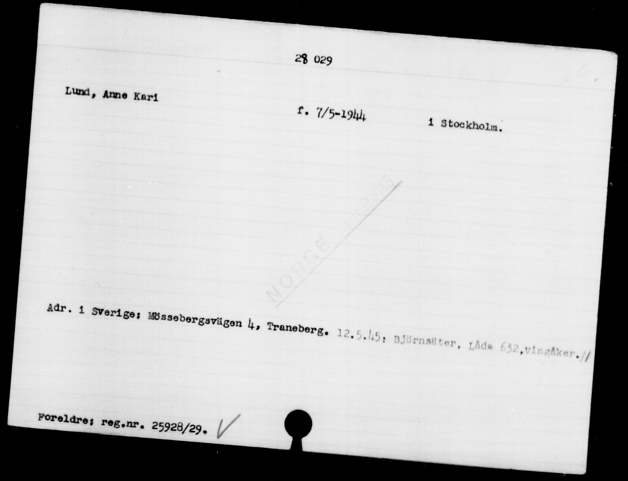 Den Kgl. Norske Legasjons Flyktningskontor, AV/RA-S-6753/V/Va/L0011: Kjesäterkartoteket.  Flyktningenr. 25300-28349, 1940-1945, p. 2911