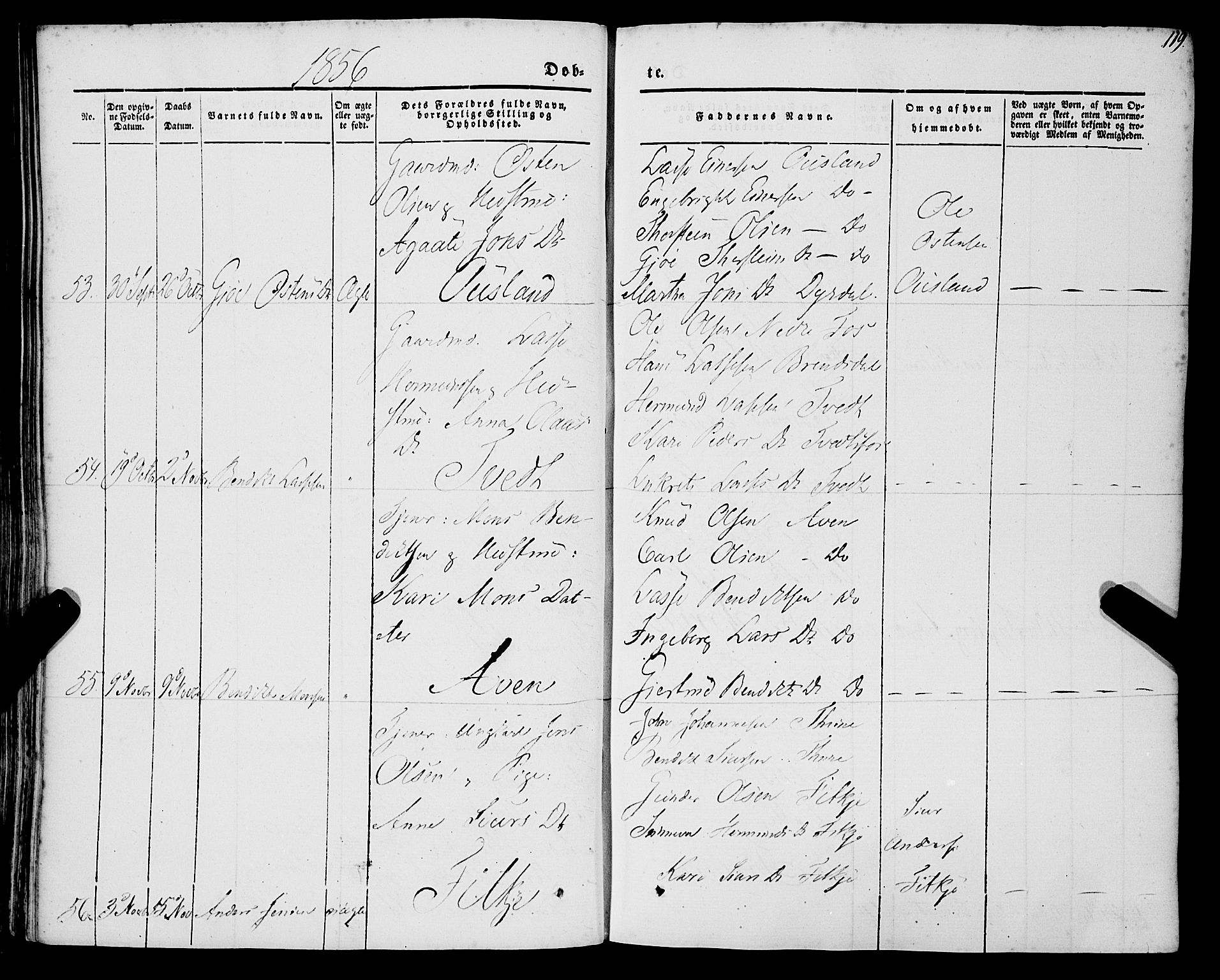 Lavik sokneprestembete, AV/SAB-A-80901: Parish register (official) no. A 3, 1843-1863, p. 119