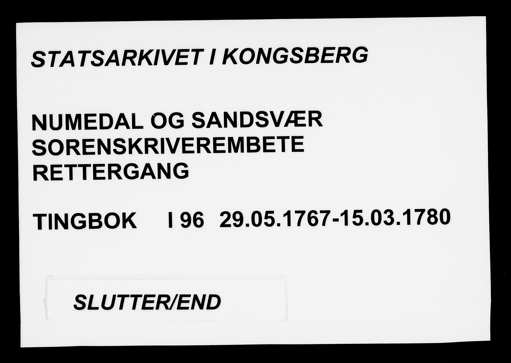 Numedal og Sandsvær sorenskriveri, AV/SAKO-A-128/F/Fa/Faa/L0096: Tingbøker, 1767-1780