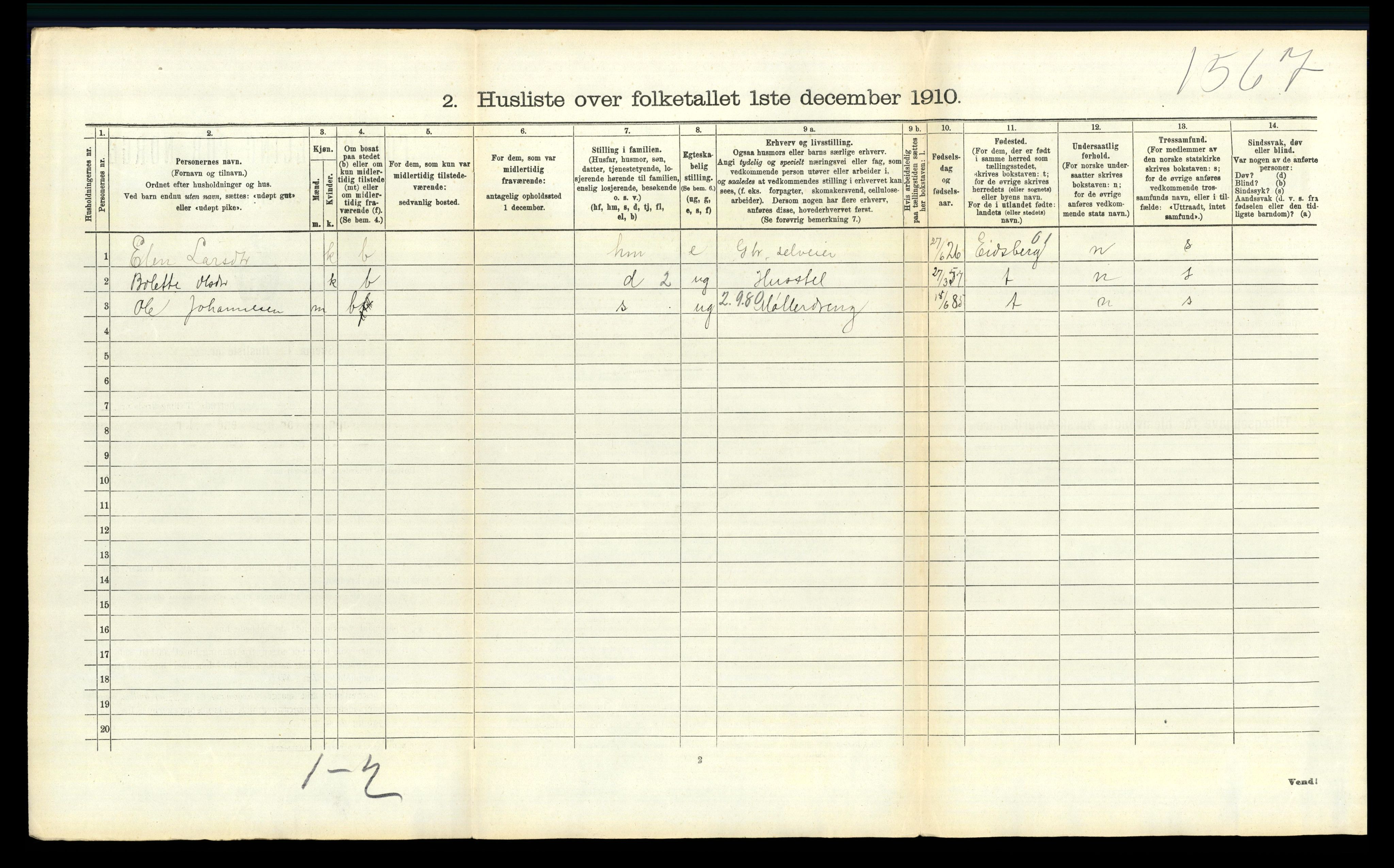 RA, 1910 census for Rakkestad, 1910, p. 1212