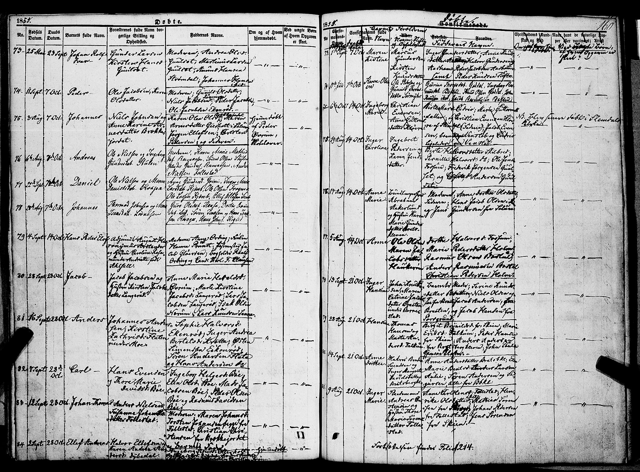 Gjerpen kirkebøker, SAKO/A-265/F/Fa/L0007a: Parish register (official) no. I 7A, 1834-1857, p. 160