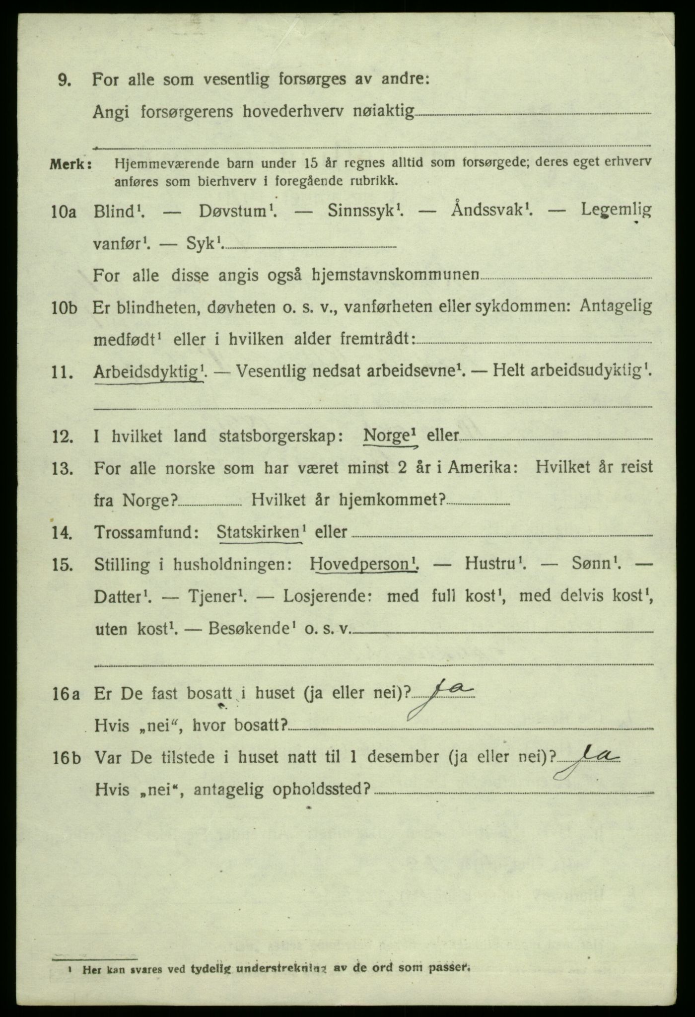 SAB, 1920 census for Bruvik, 1920, p. 1099