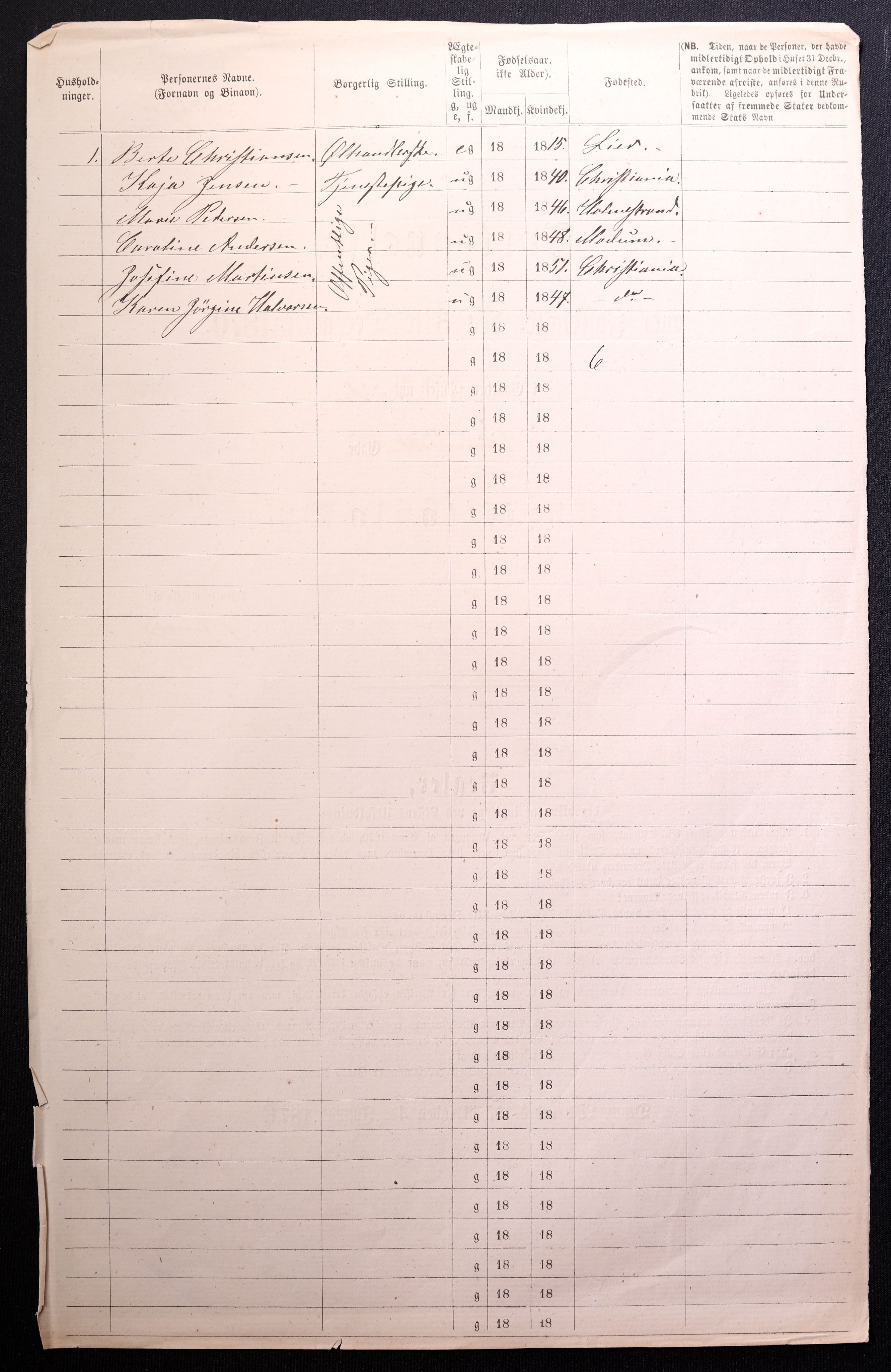 RA, 1870 census for 0301 Kristiania, 1870, p. 3960