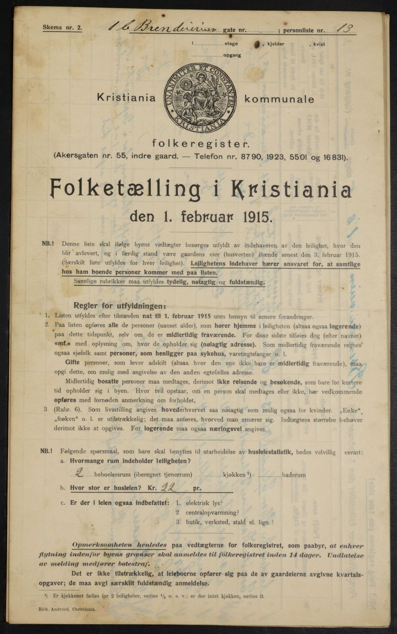 OBA, Municipal Census 1915 for Kristiania, 1915, p. 8581