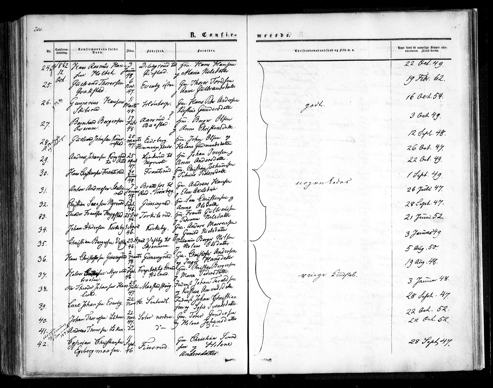 Trøgstad prestekontor Kirkebøker, AV/SAO-A-10925/F/Fa/L0008.a: Parish register (official) no. I 8A, 1855-1864, p. 200