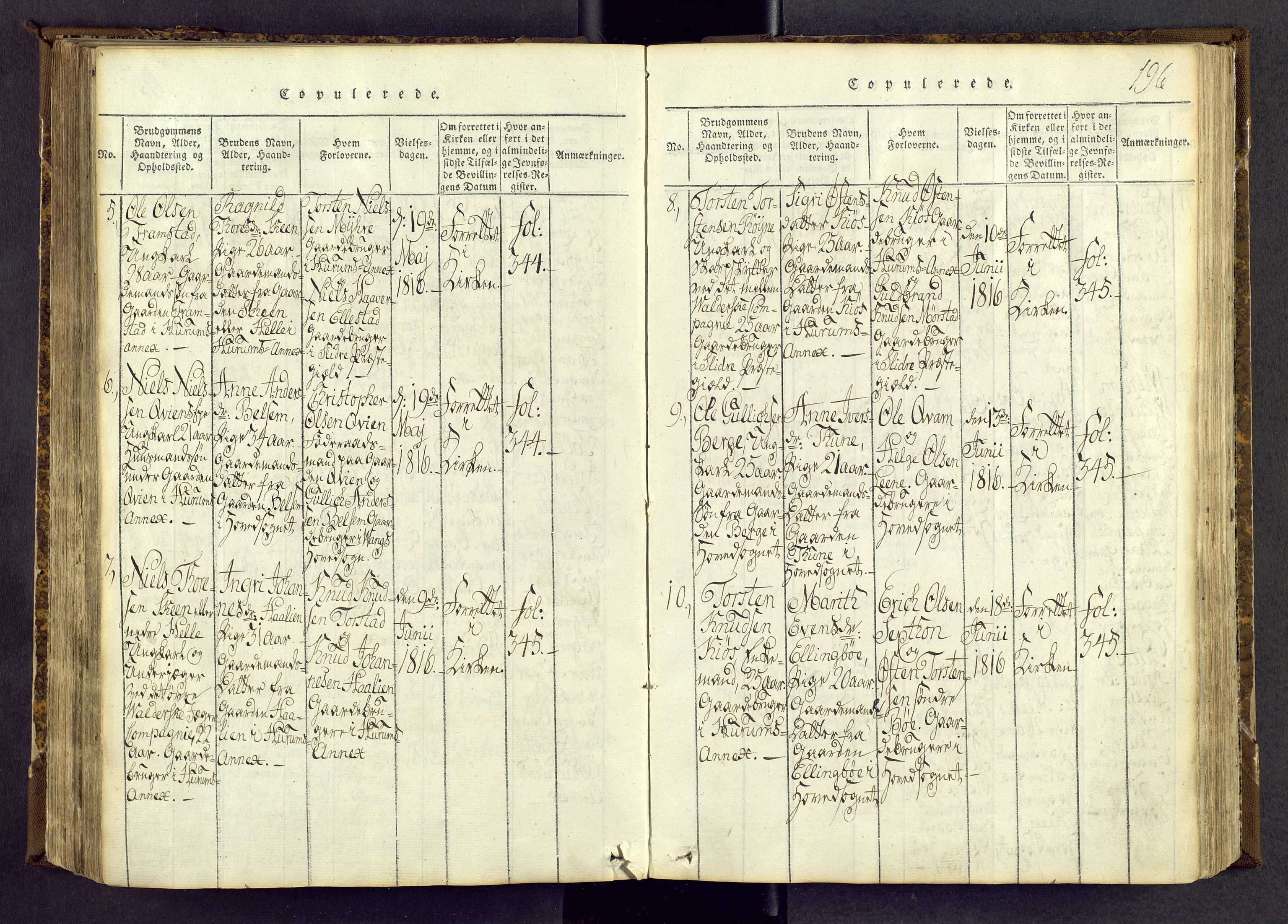 Vang prestekontor, Valdres, AV/SAH-PREST-140/H/Ha/L0004: Parish register (official) no. 4, 1814-1831, p. 196