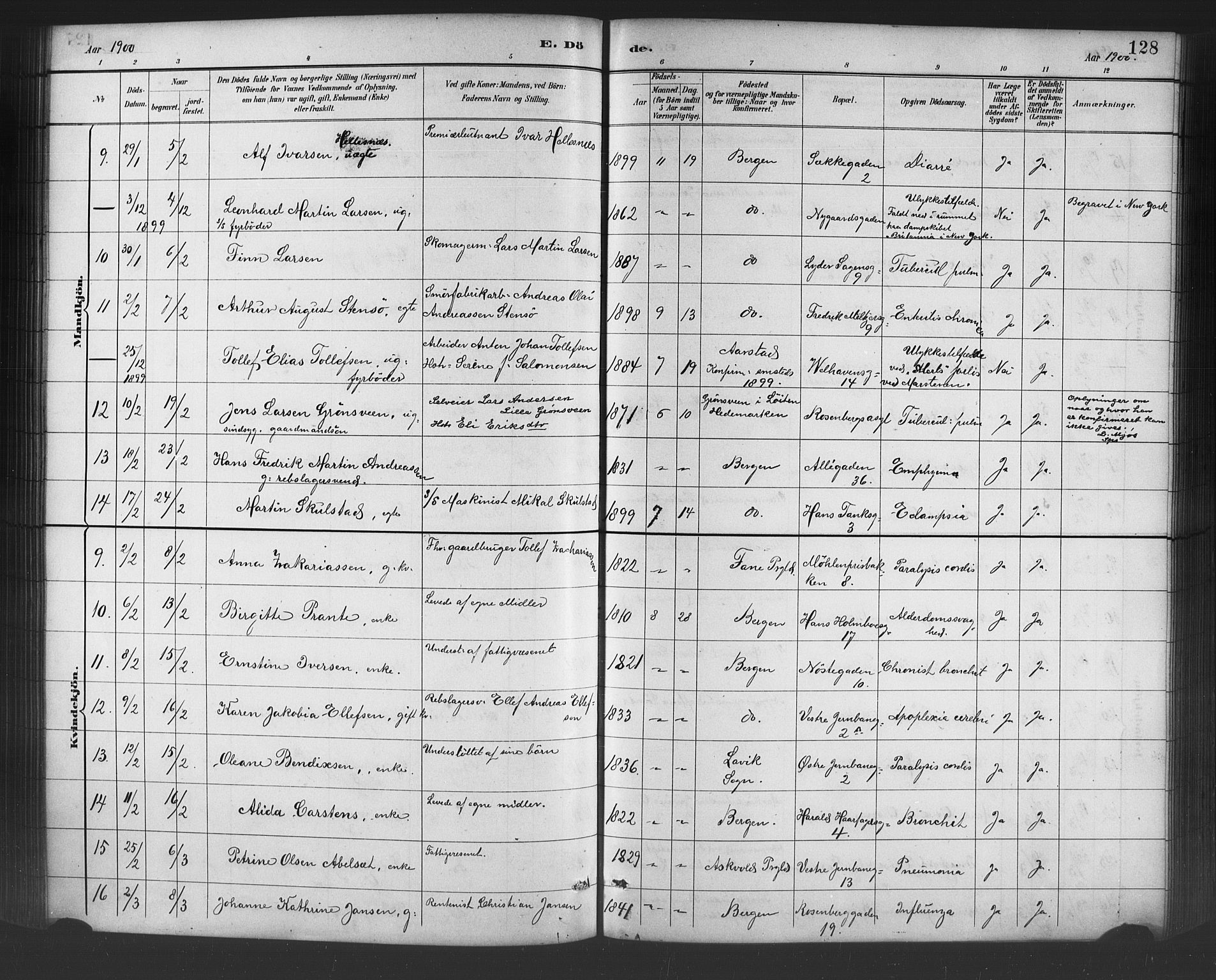 Johanneskirken sokneprestembete, SAB/A-76001/H/Hab: Parish register (copy) no. D 1, 1885-1915, p. 128