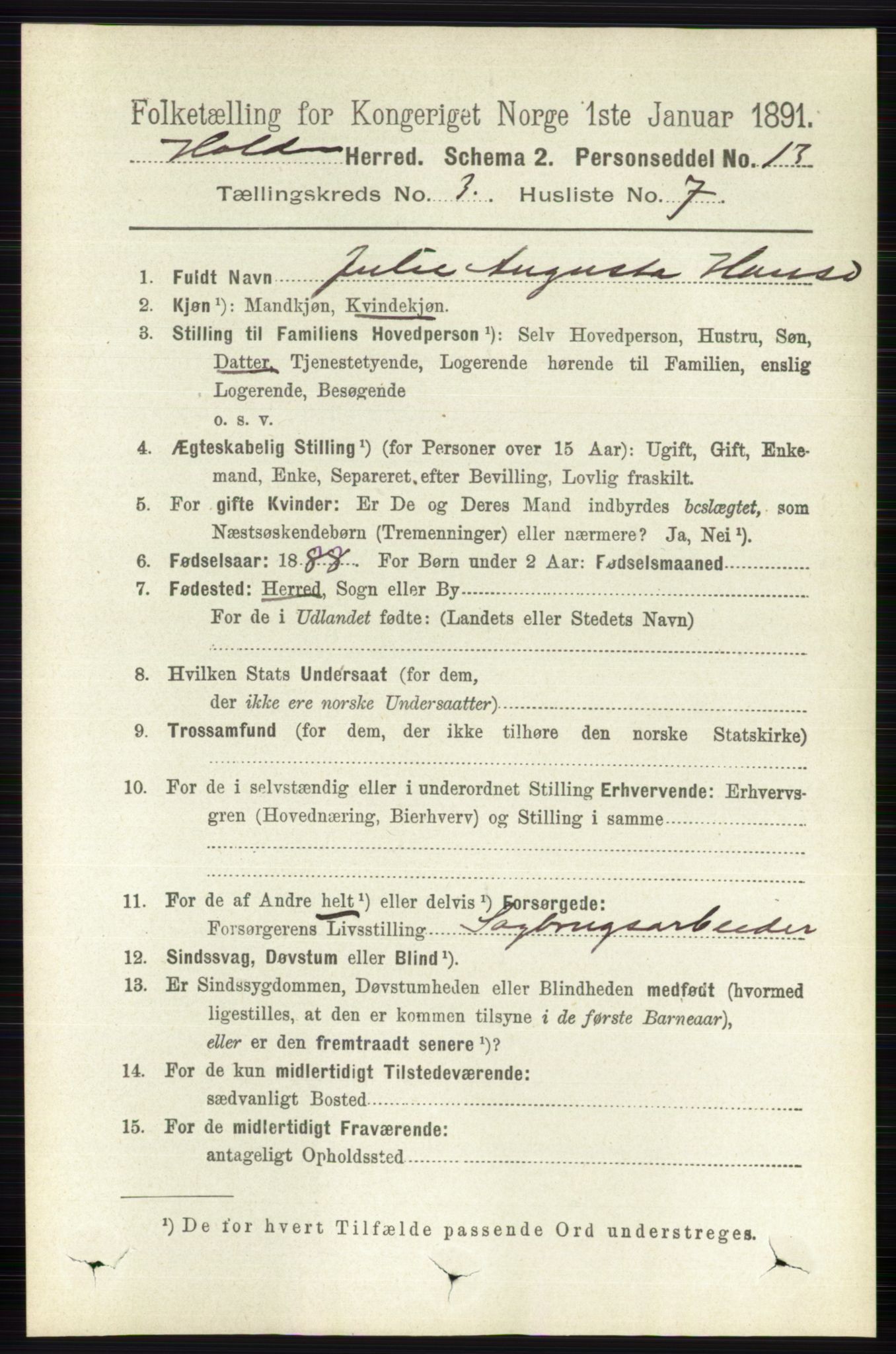 RA, 1891 census for 0819 Holla, 1891, p. 1418