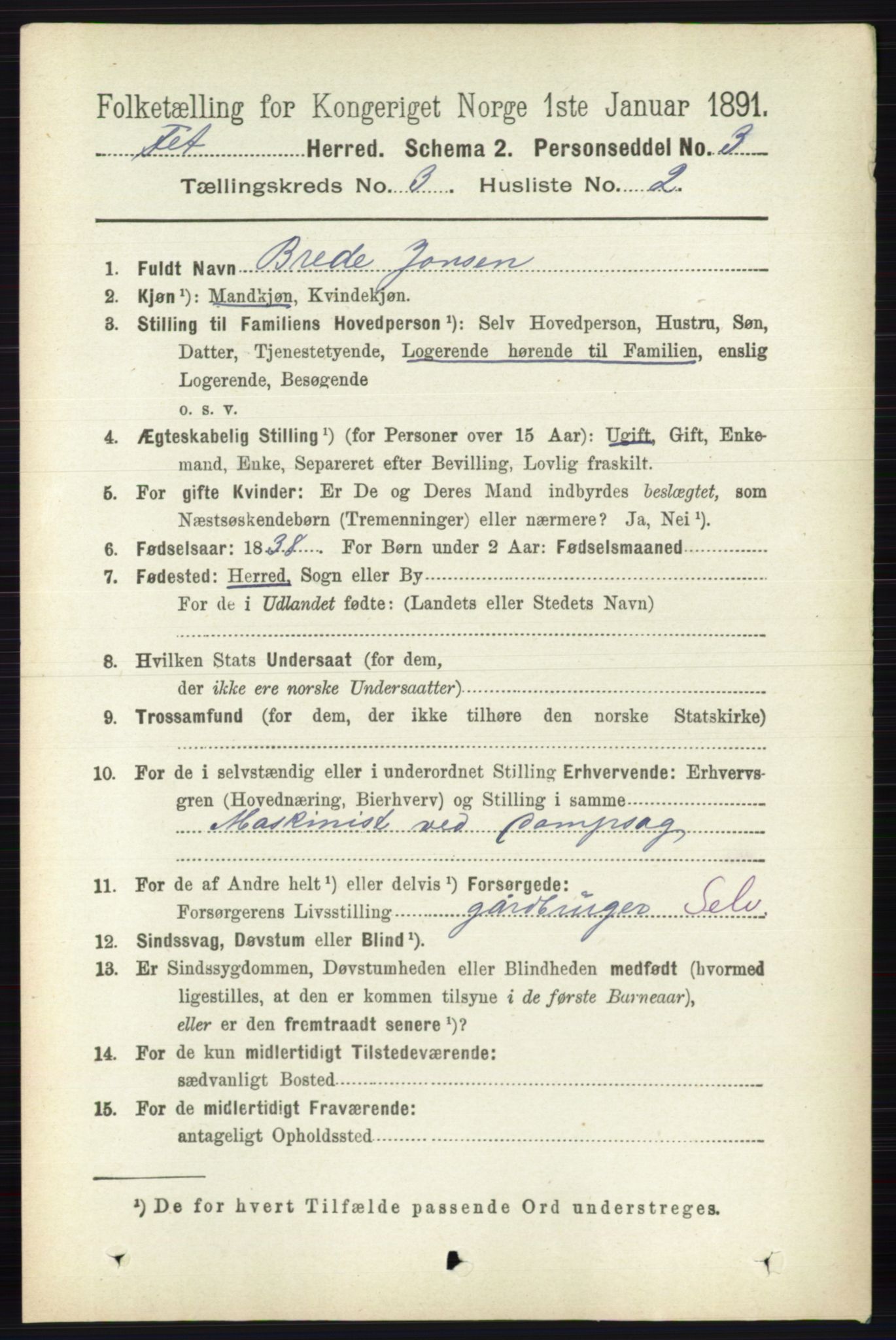 RA, 1891 census for 0227 Fet, 1891, p. 860