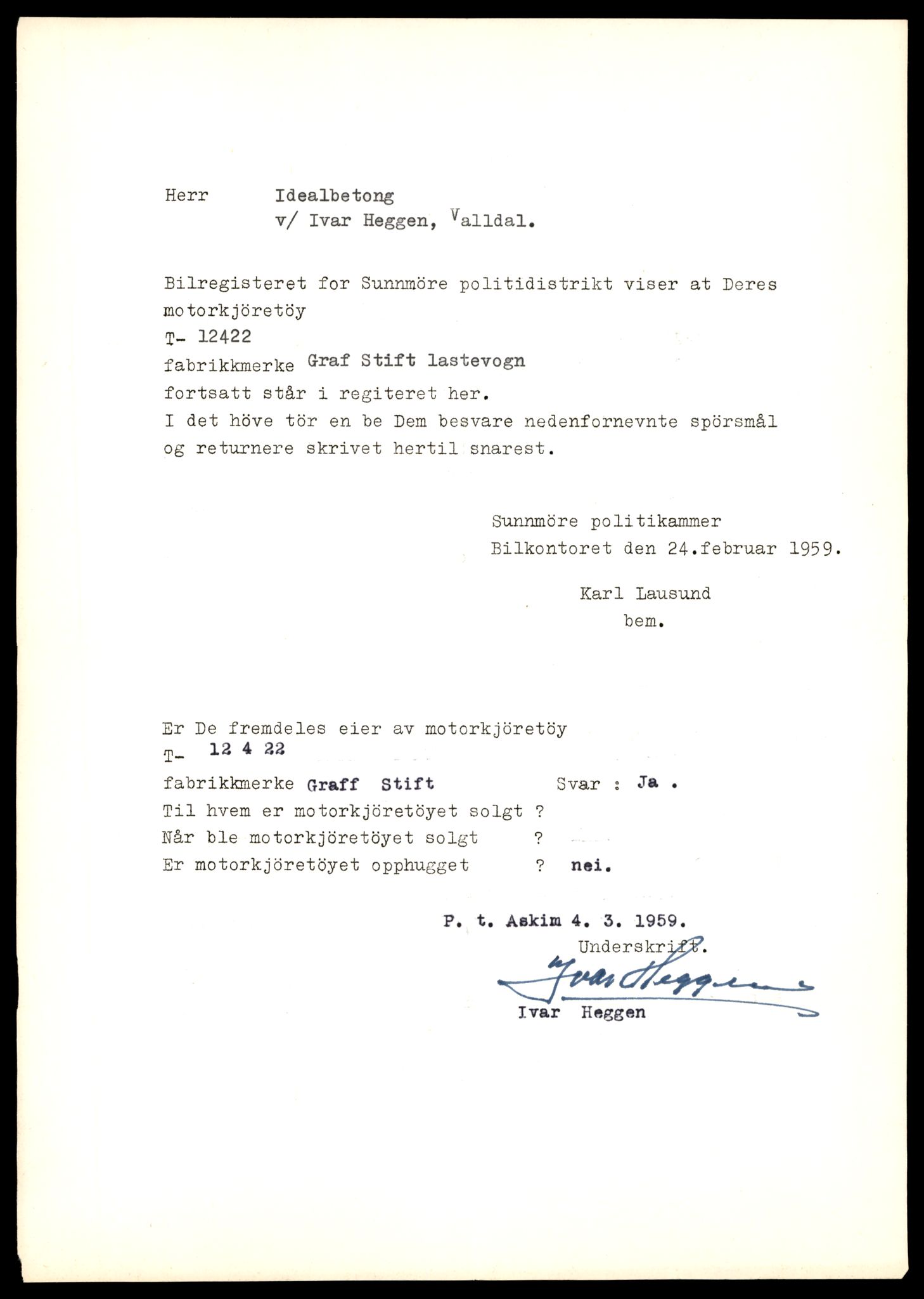 Møre og Romsdal vegkontor - Ålesund trafikkstasjon, AV/SAT-A-4099/F/Fe/L0033: Registreringskort for kjøretøy T 12151 - T 12474, 1927-1998, p. 3113
