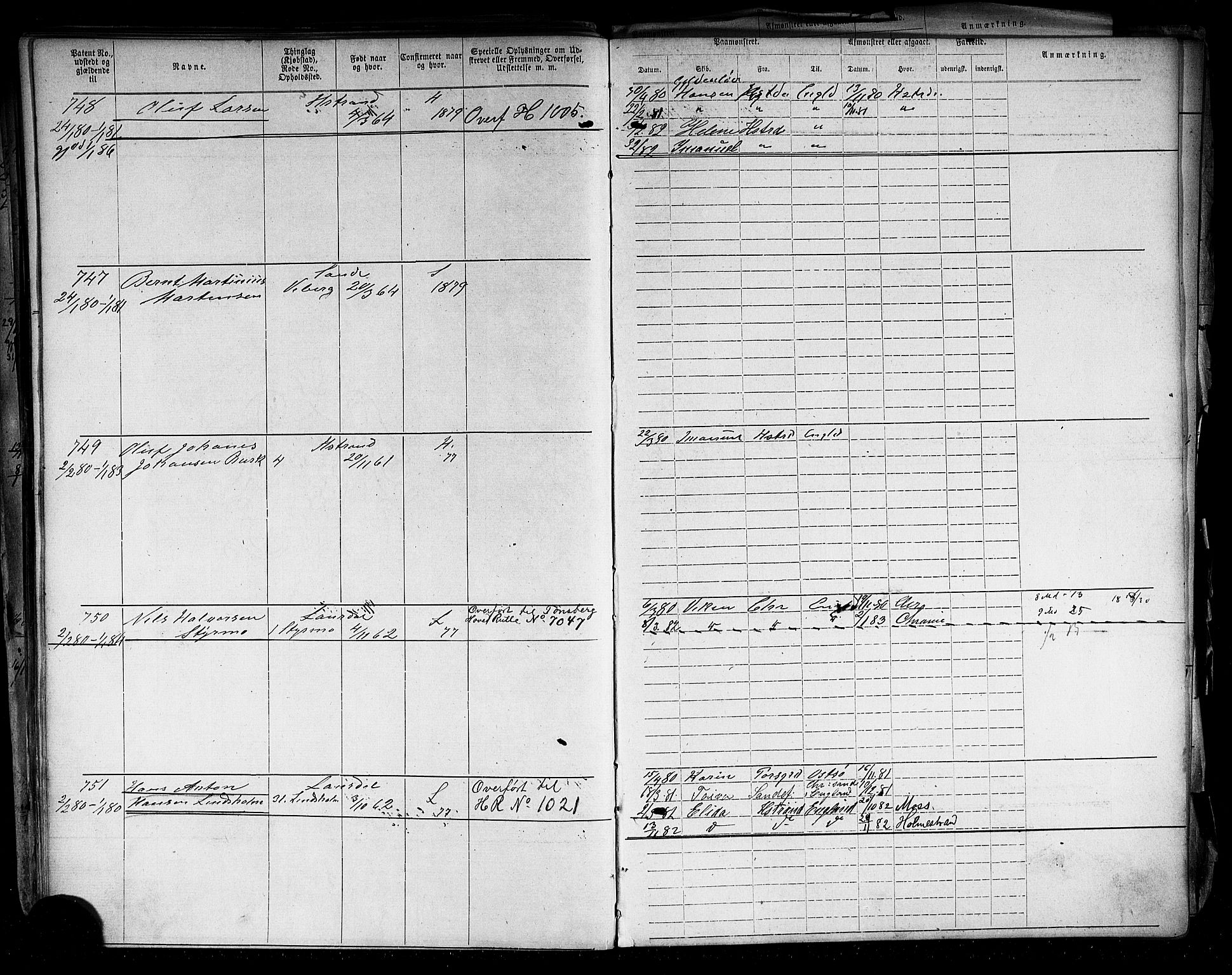 Holmestrand innrulleringskontor, AV/SAKO-A-1151/F/Fb/L0003: Annotasjonsrulle, 1868-1886, p. 152