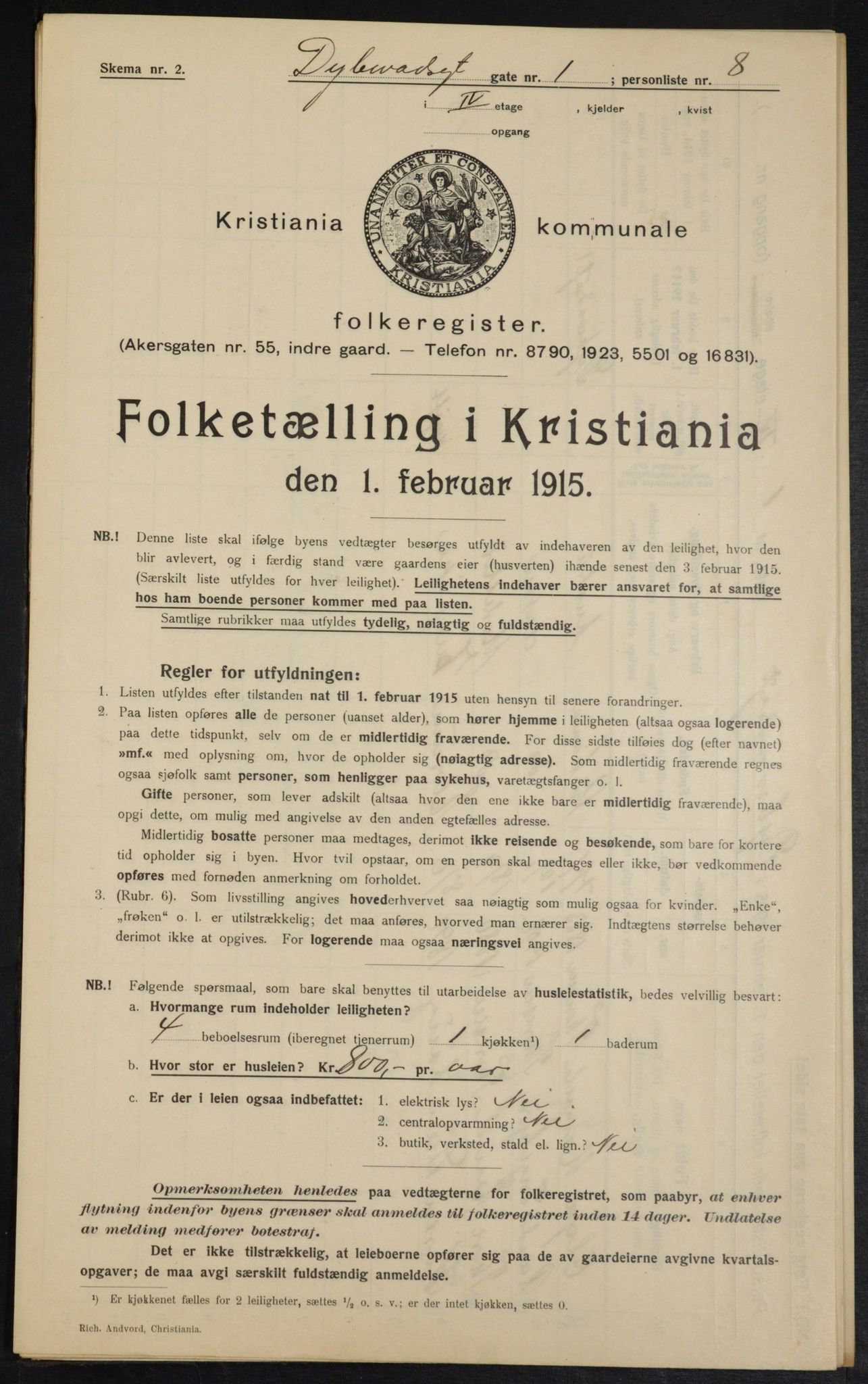 OBA, Municipal Census 1915 for Kristiania, 1915, p. 17439