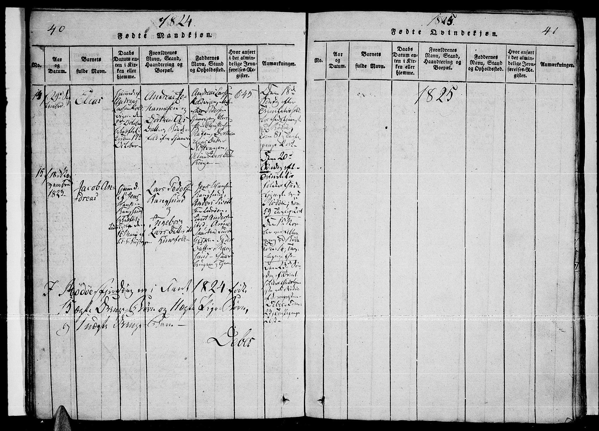 Ministerialprotokoller, klokkerbøker og fødselsregistre - Nordland, AV/SAT-A-1459/841/L0593: Parish register (official) no. 841A04 /1, 1820-1825, p. 40-41