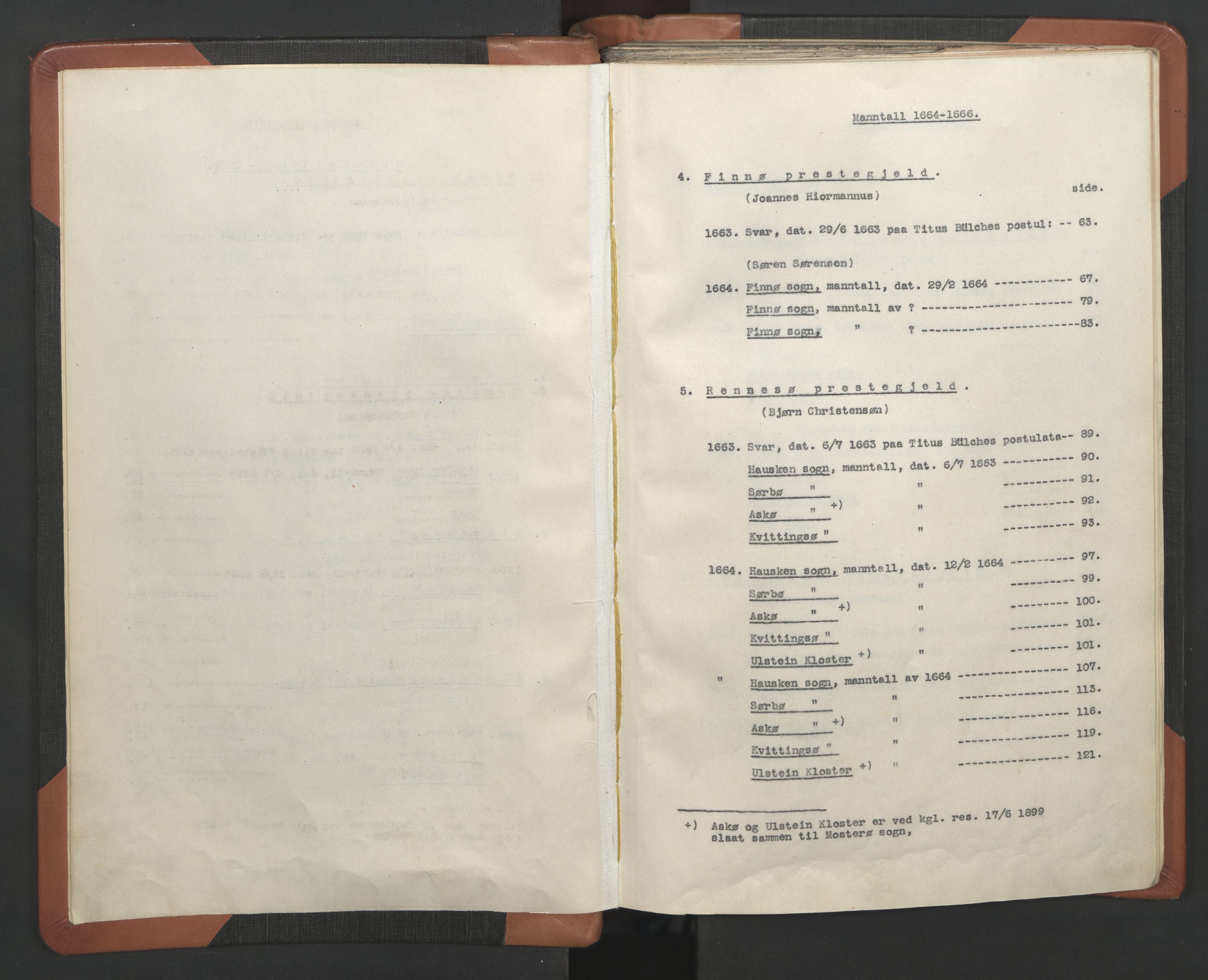 RA, Vicar's Census 1664-1666, no. 18: Stavanger deanery and Karmsund deanery, 1664-1666