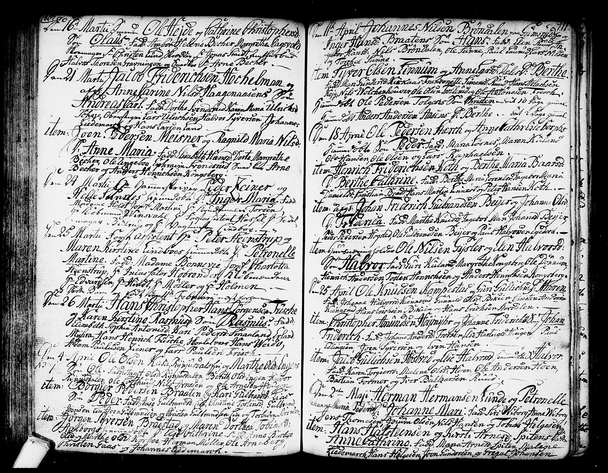 Kongsberg kirkebøker, SAKO/A-22/F/Fa/L0007: Parish register (official) no. I 7, 1795-1816, p. 111