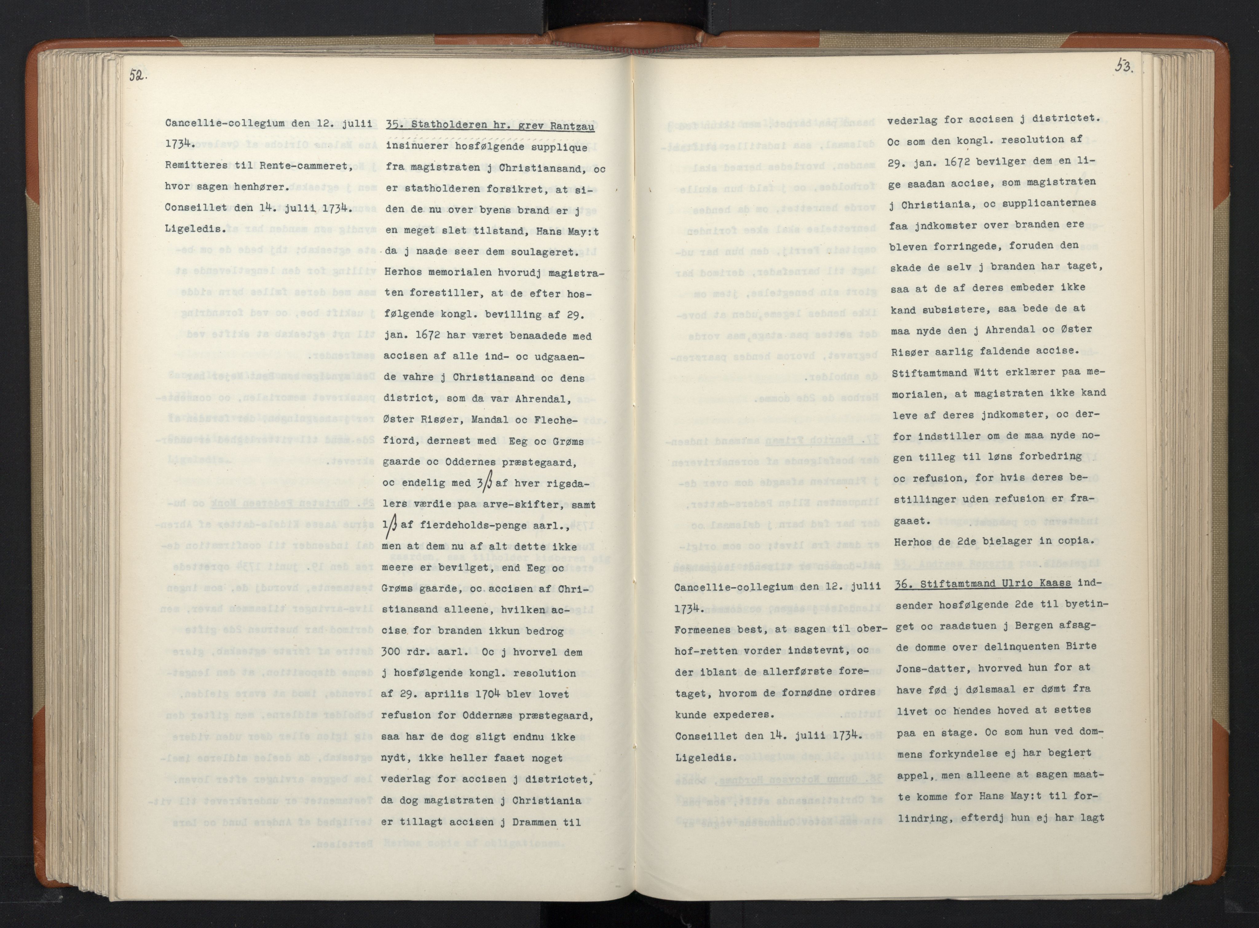 Avskriftsamlingen, AV/RA-EA-4022/F/Fa/L0098: Supplikker, 1734, p. 250