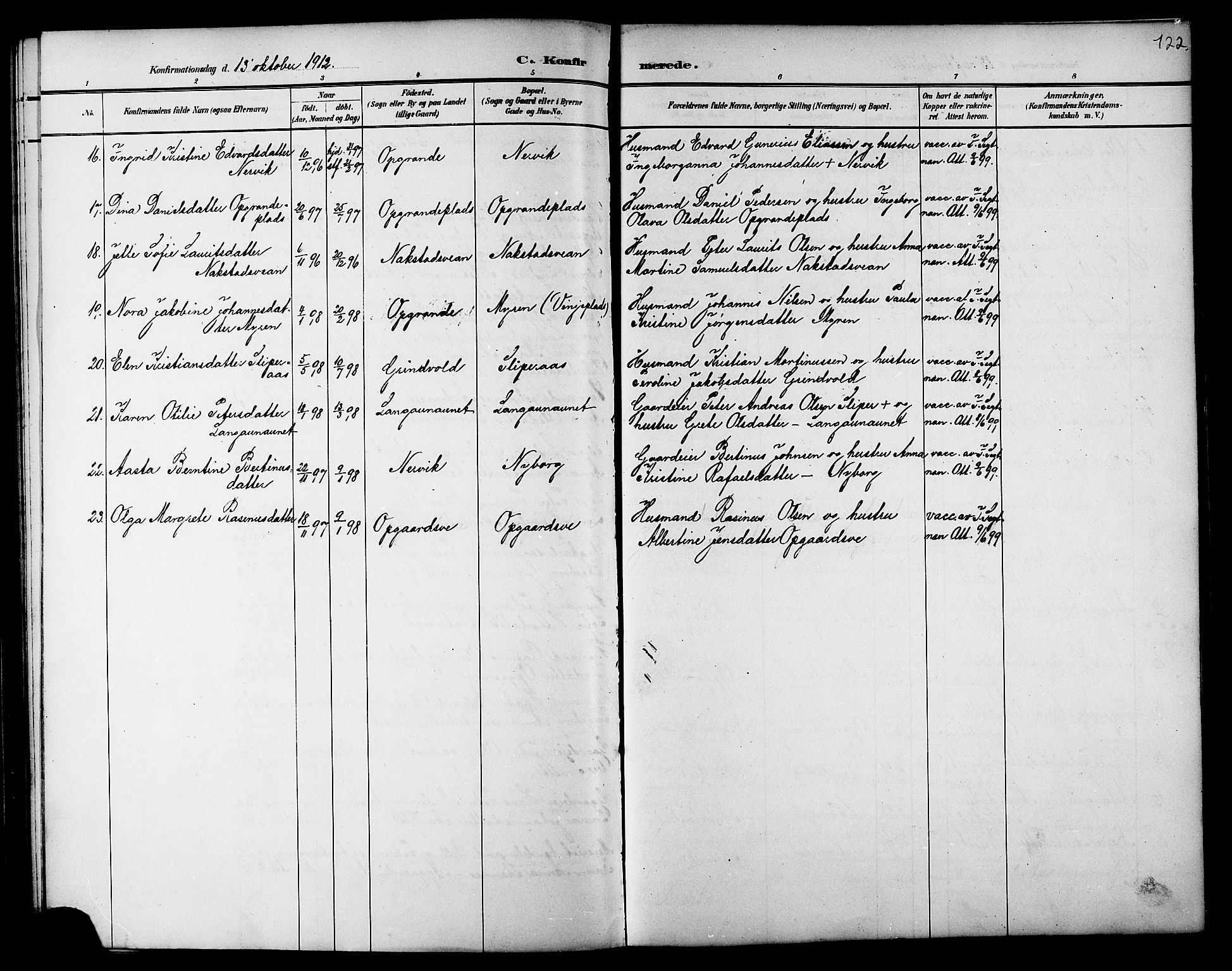 Ministerialprotokoller, klokkerbøker og fødselsregistre - Nord-Trøndelag, SAT/A-1458/733/L0327: Parish register (copy) no. 733C02, 1888-1918, p. 122
