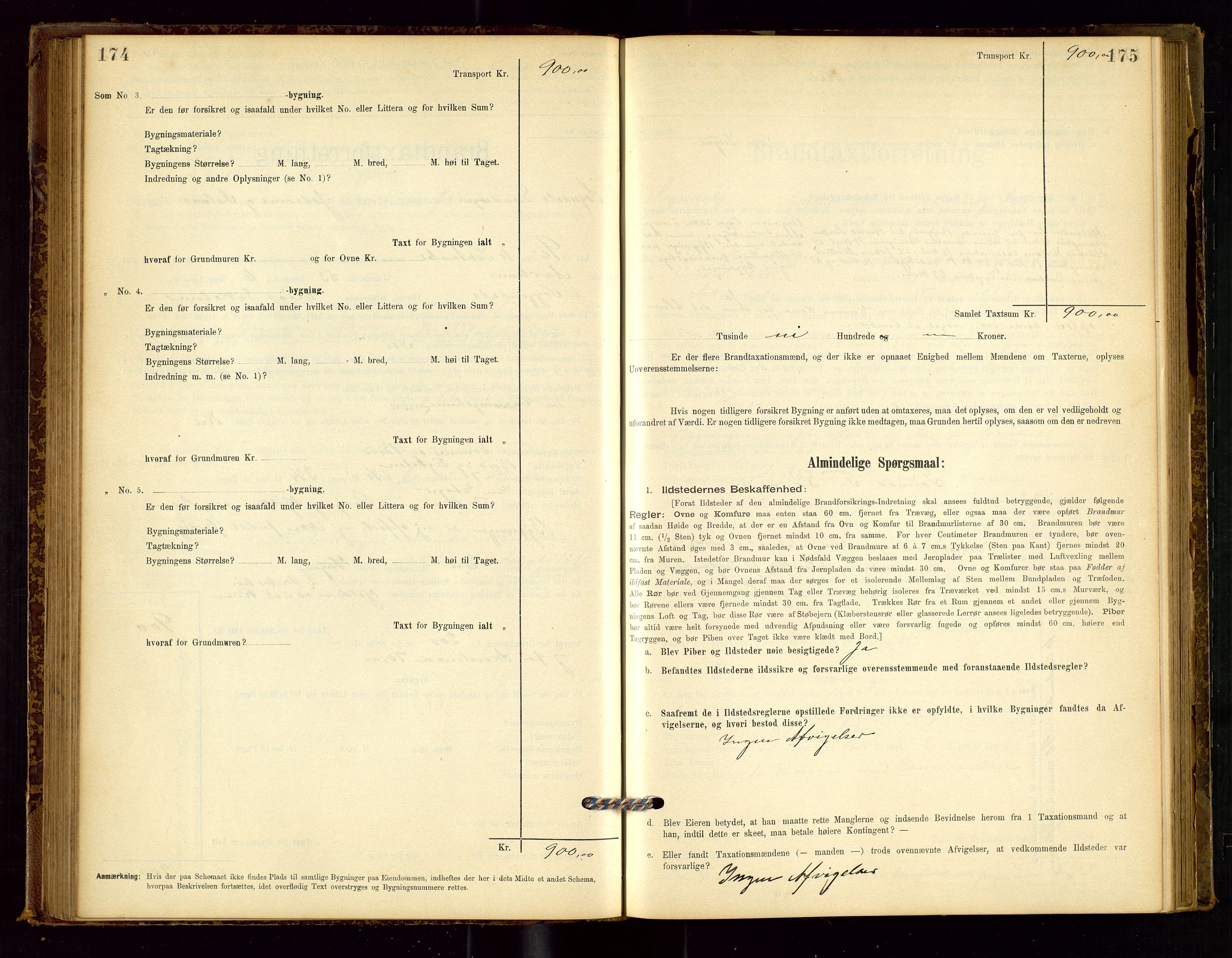 Sokndal lensmannskontor, AV/SAST-A-100417/Gob/L0001: "Brandtaxt-Protokol", 1895-1902, p. 174-175