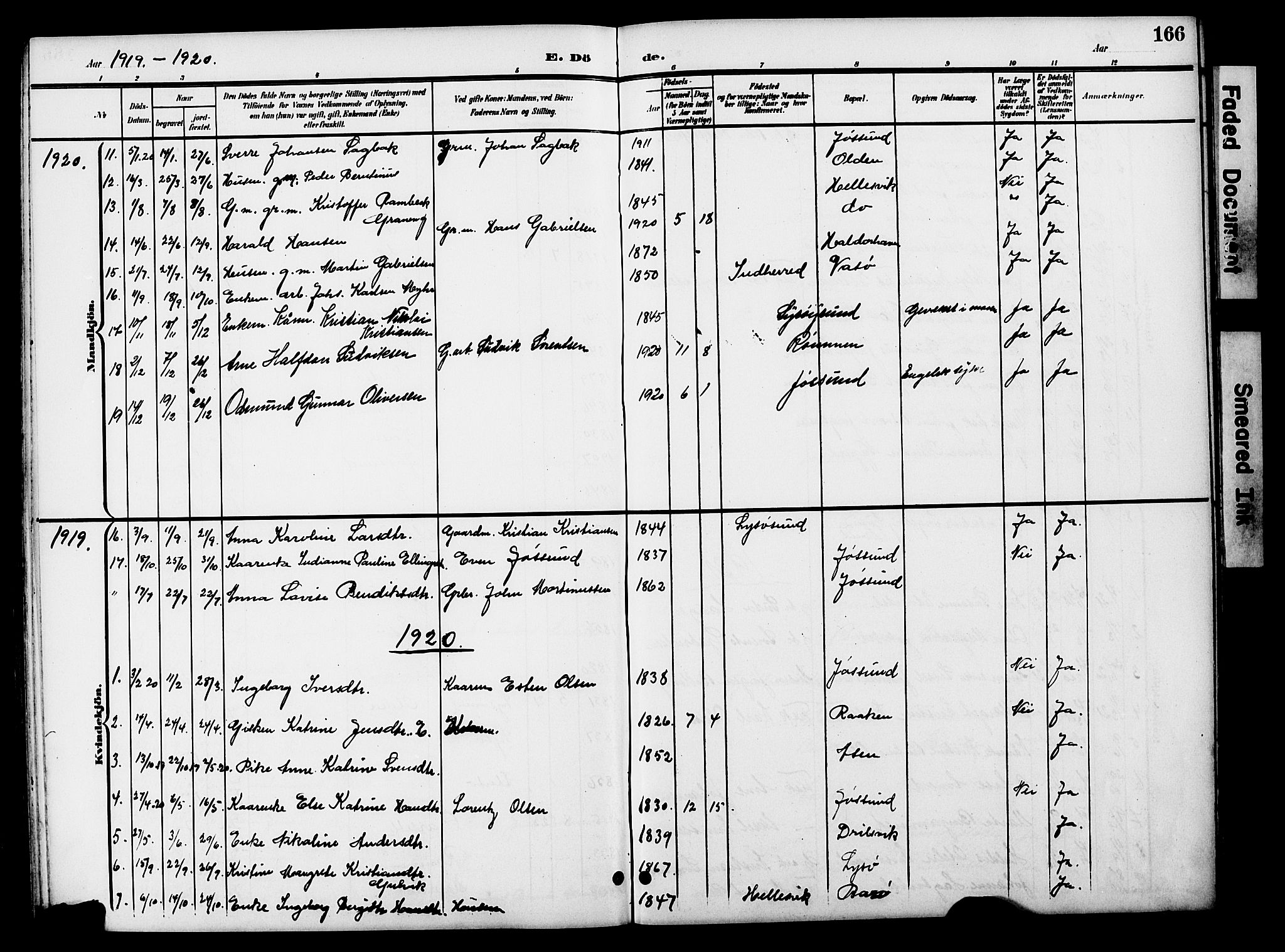 Ministerialprotokoller, klokkerbøker og fødselsregistre - Sør-Trøndelag, AV/SAT-A-1456/654/L0666: Parish register (copy) no. 654C02, 1901-1925, p. 166