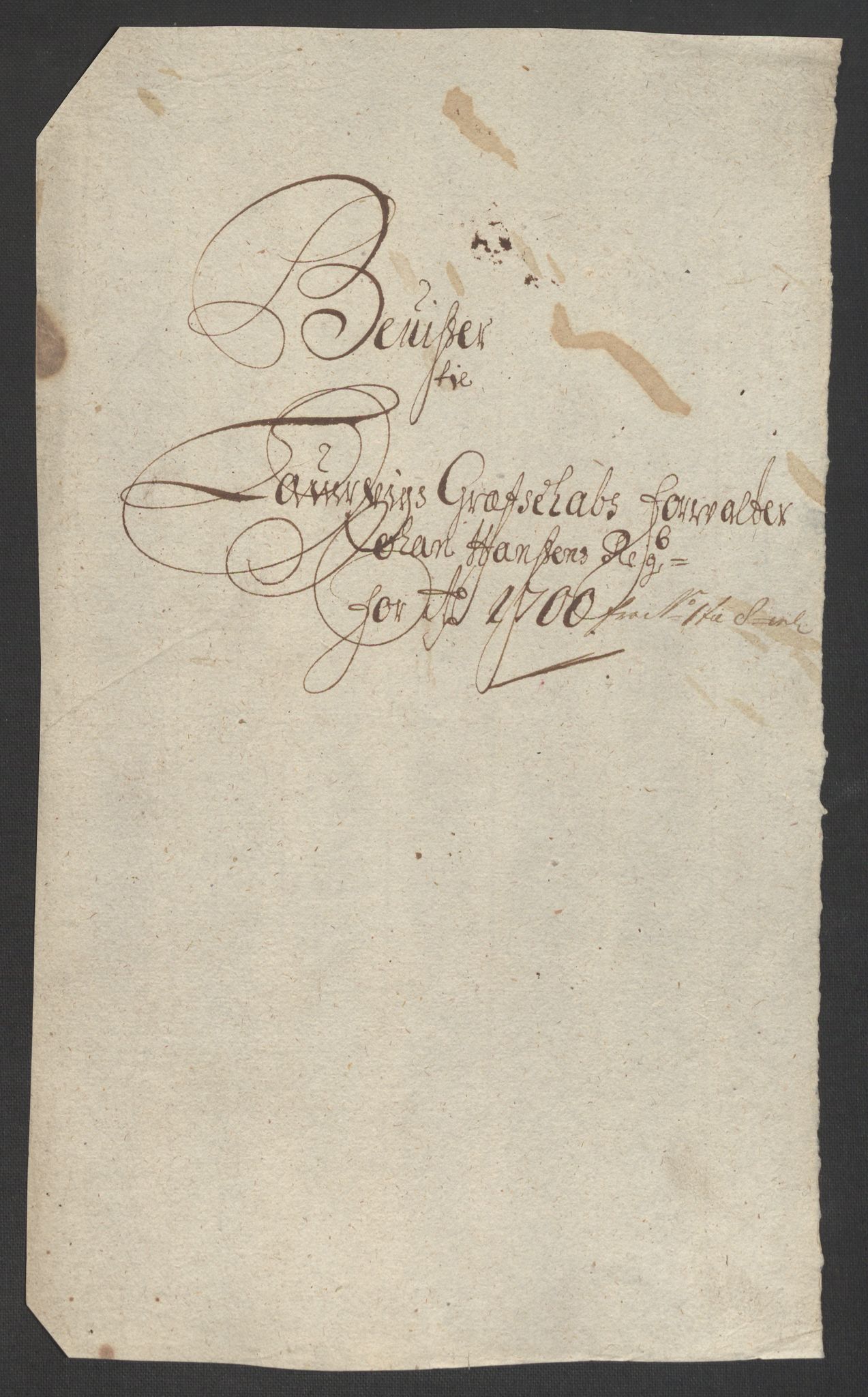 Rentekammeret inntil 1814, Reviderte regnskaper, Fogderegnskap, RA/EA-4092/R33/L1976: Fogderegnskap Larvik grevskap, 1698-1701, p. 189