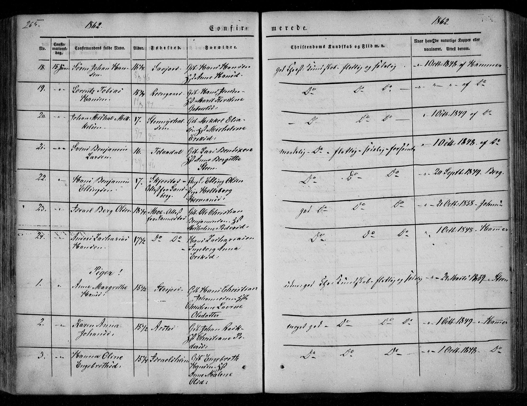 Ministerialprotokoller, klokkerbøker og fødselsregistre - Nordland, AV/SAT-A-1459/846/L0644: Parish register (official) no. 846A02, 1837-1872, p. 265