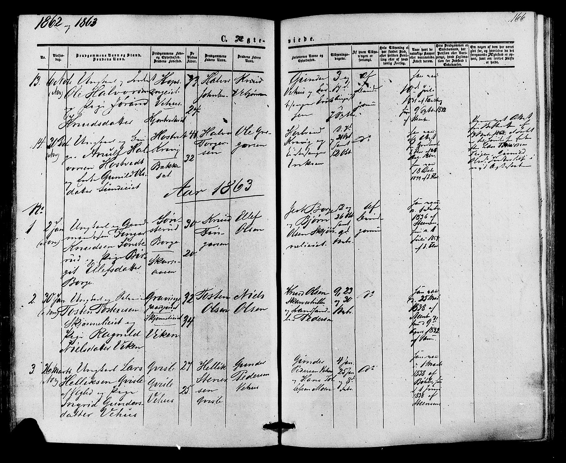 Nore kirkebøker, SAKO/A-238/F/Fa/L0003: Parish register (official) no. I 3, 1858-1866, p. 166