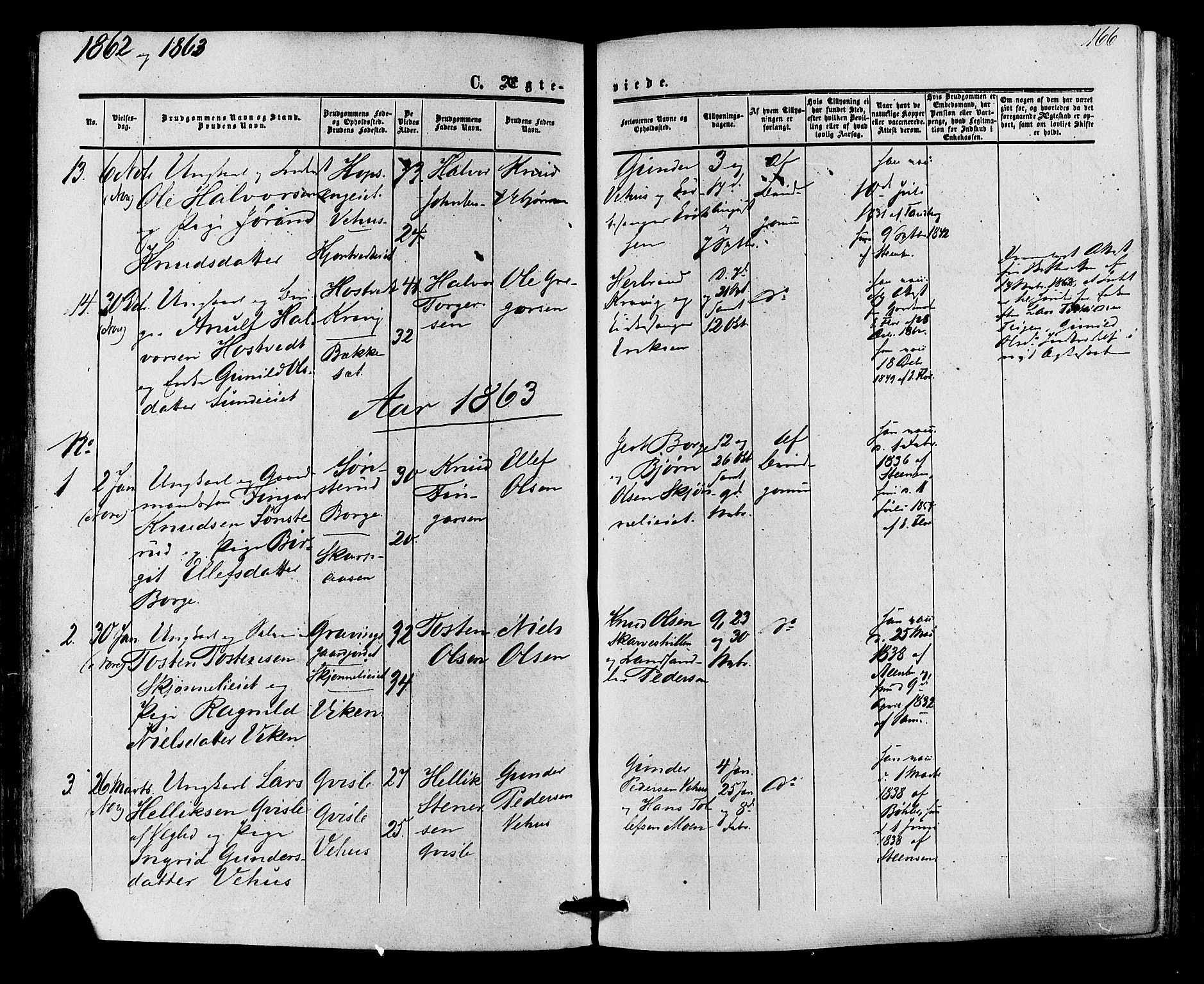 Nore kirkebøker, AV/SAKO-A-238/F/Fa/L0003: Parish register (official) no. I 3, 1858-1866, p. 166