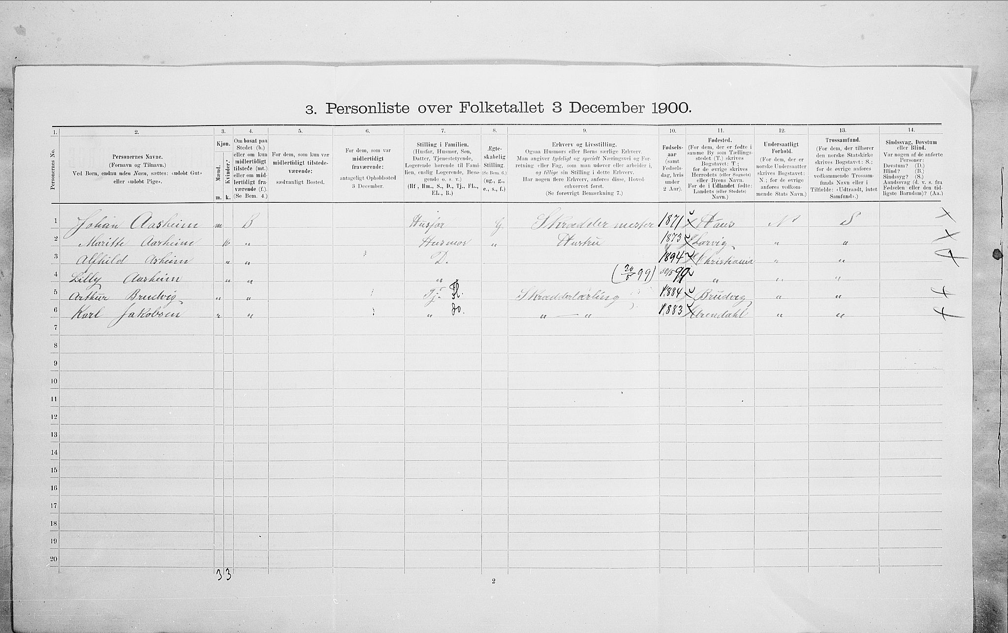 SAO, 1900 census for Kristiania, 1900, p. 88955