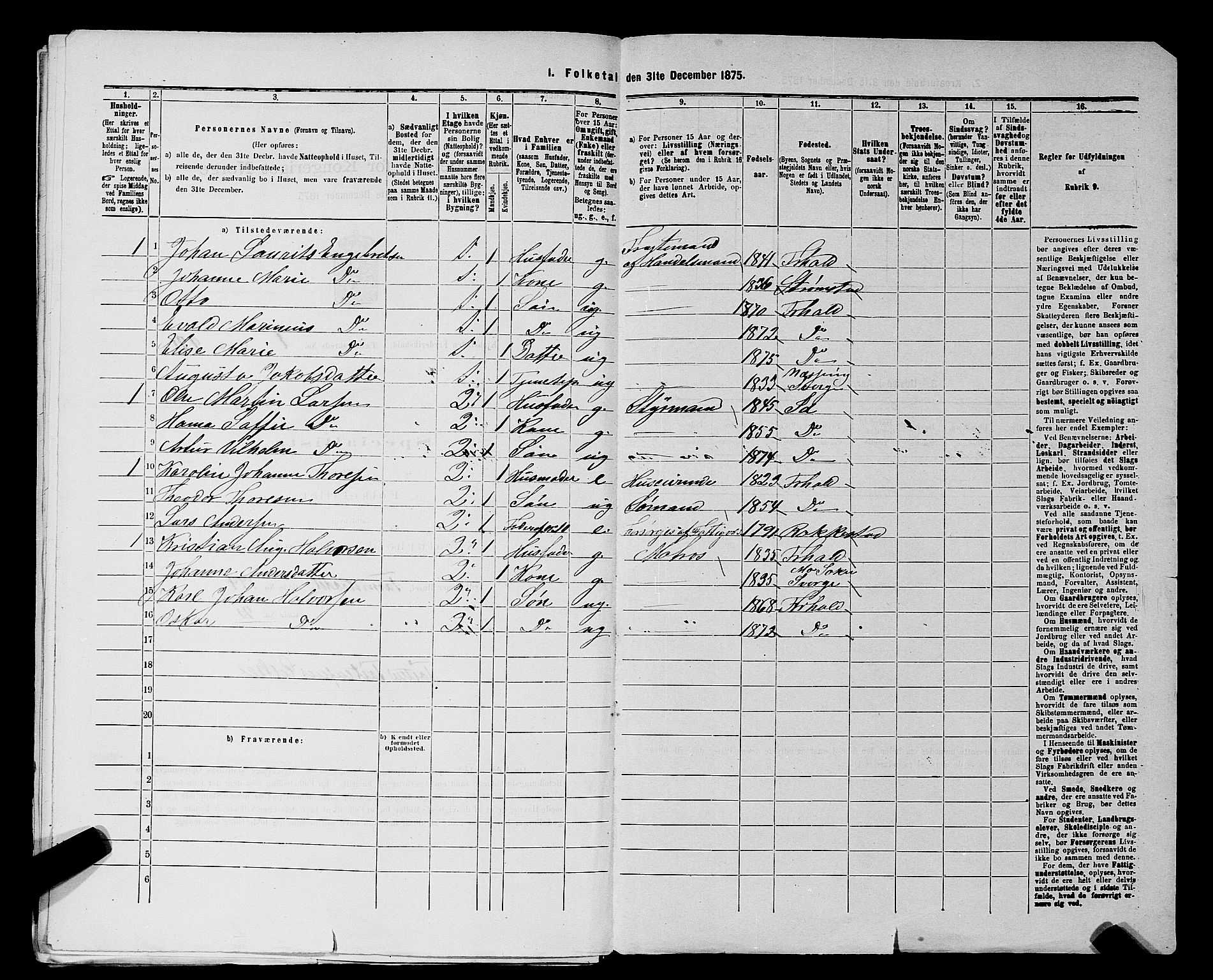RA, 1875 census for 0101P Fredrikshald, 1875, p. 214