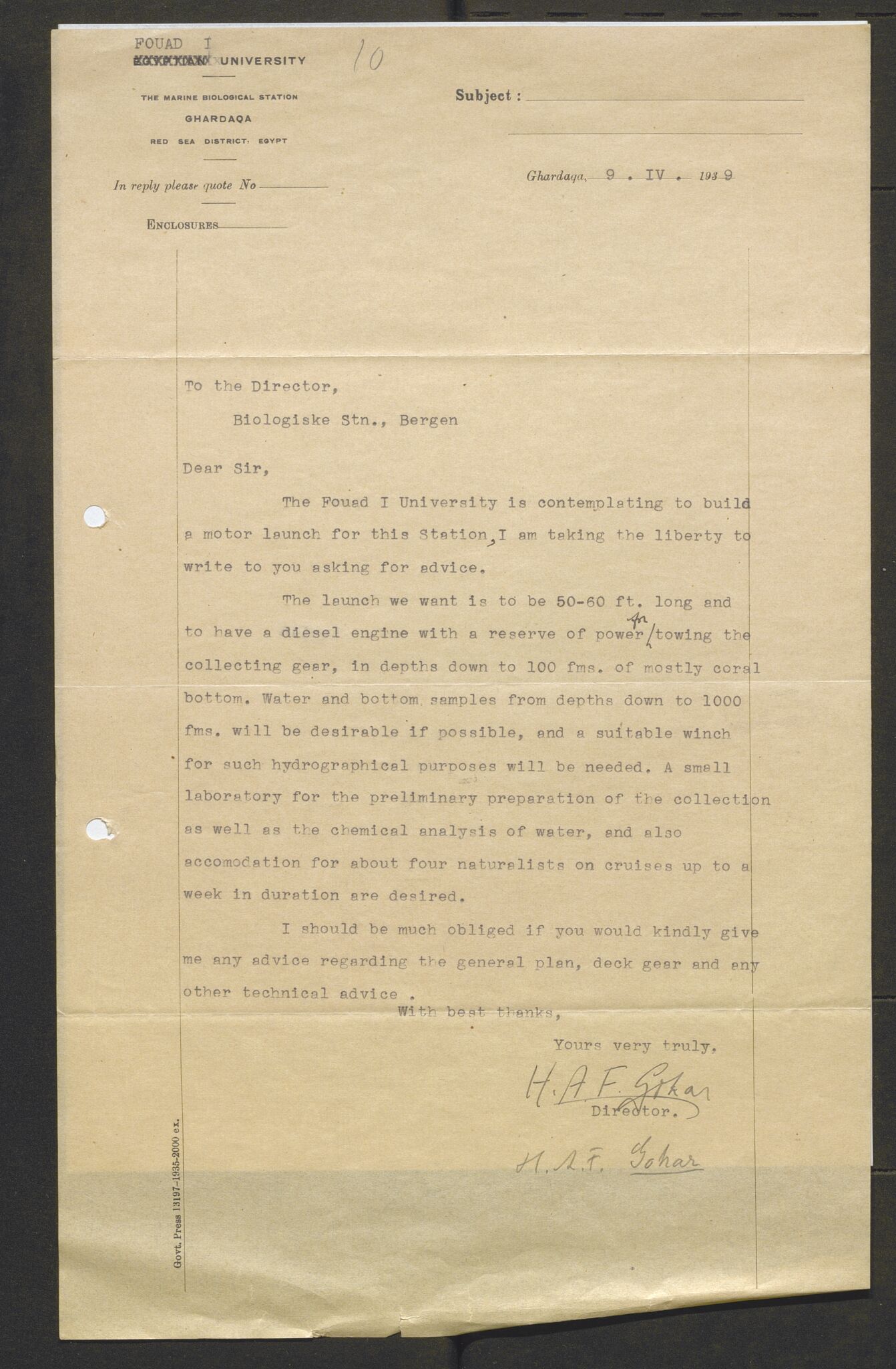 Bergens Museum, AV/SAB-A-17301/13/D/L0002: Korrespondanse , 1928-1940, p. 480