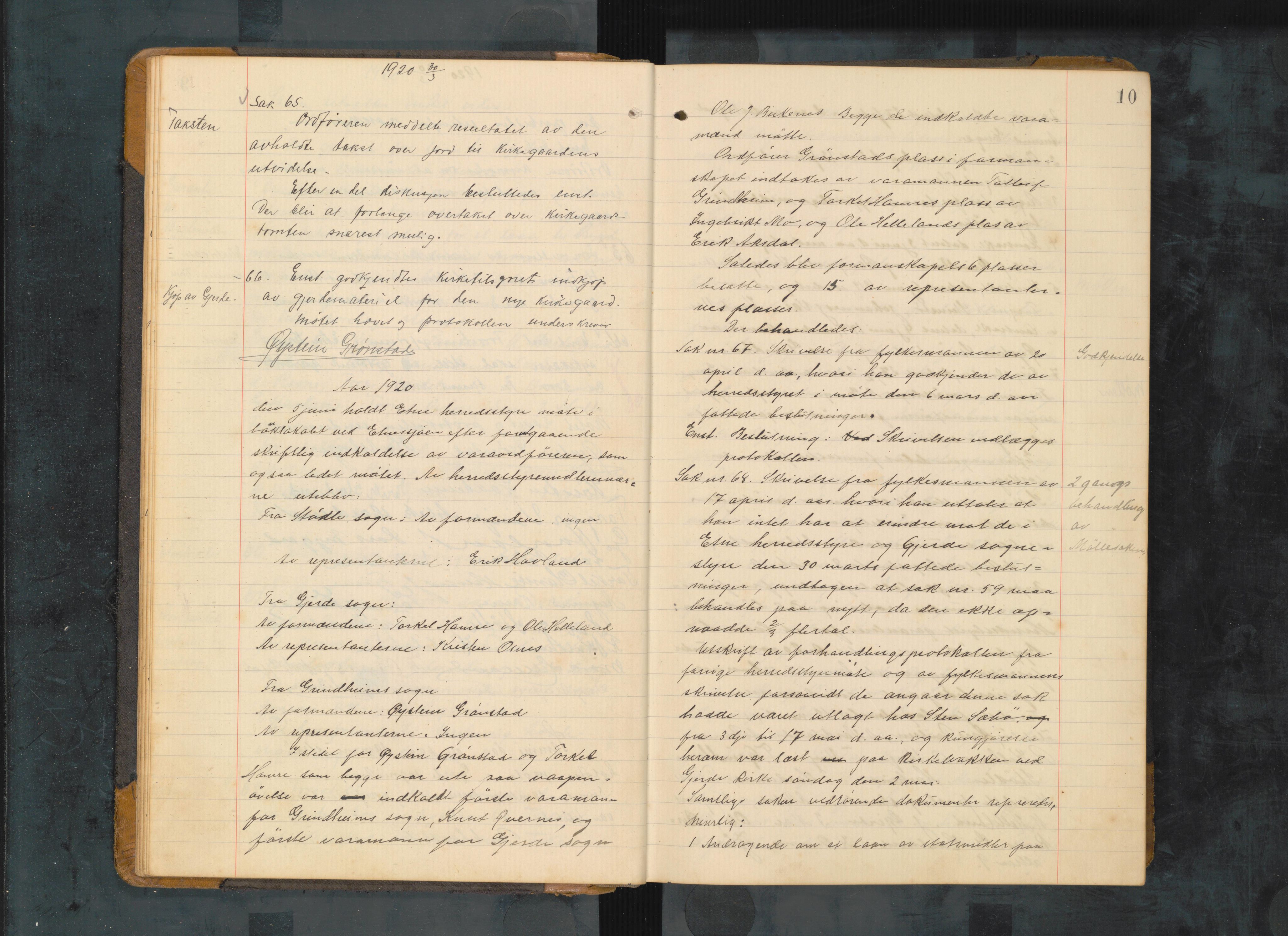 Etne kommune. Formannskapet, IKAH/1211-021/A/Aa/L0006: Møtebok for formannskap og heradsstyre, 1920-1929, p. 10