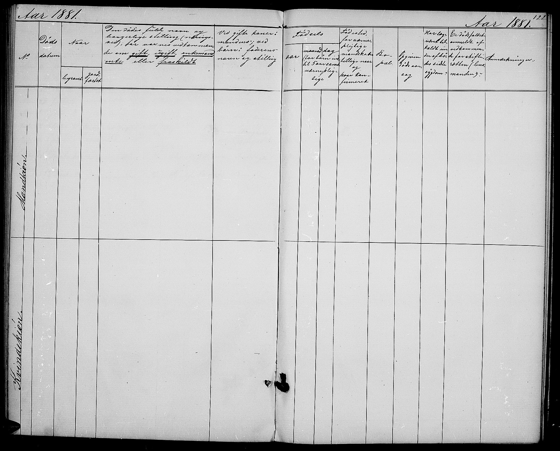 Vestre Slidre prestekontor, SAH/PREST-136/H/Ha/Hab/L0001: Parish register (copy) no. 1, 1869-1882, p. 122