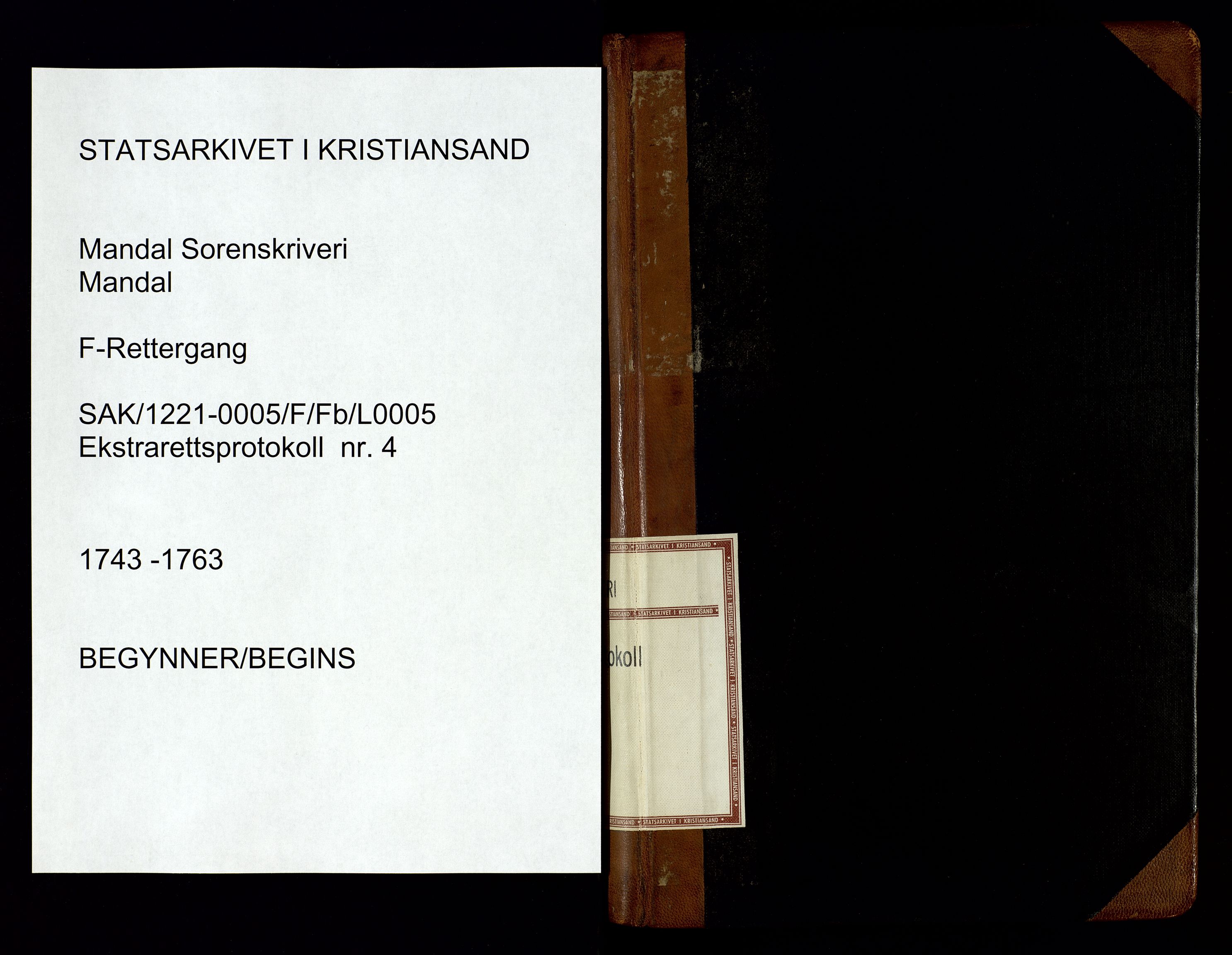 Mandal sorenskriveri, AV/SAK-1221-0005/001/F/Fb/L0005: Ekstrarettsprotokoll med register for fast eiendom og originalt personregister nr 4, 1743-1763