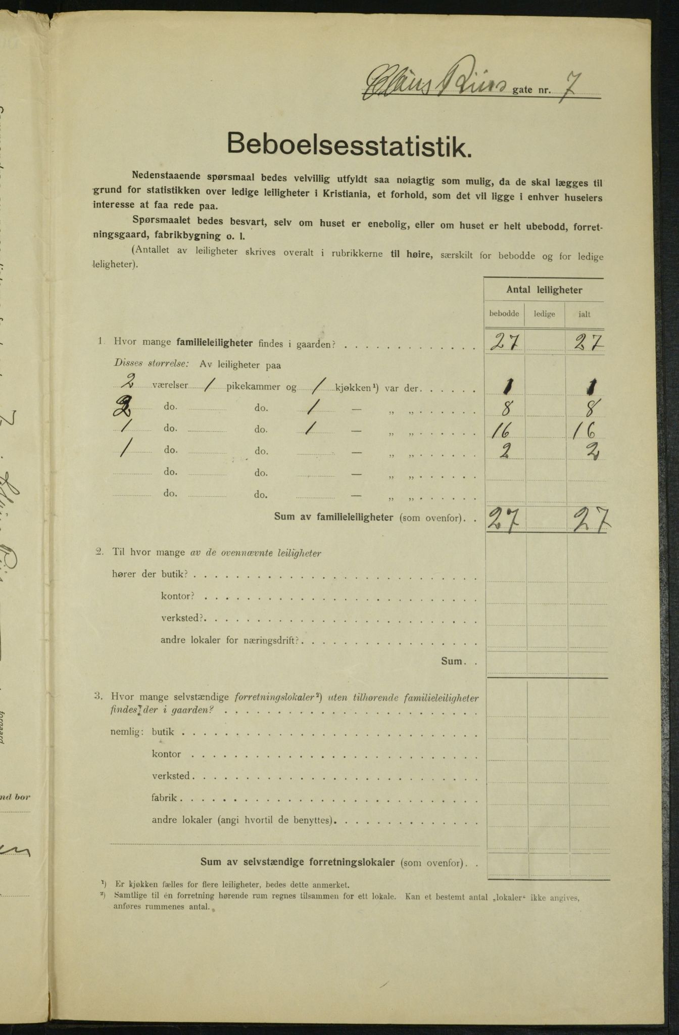 OBA, Municipal Census 1915 for Kristiania, 1915, p. 12735