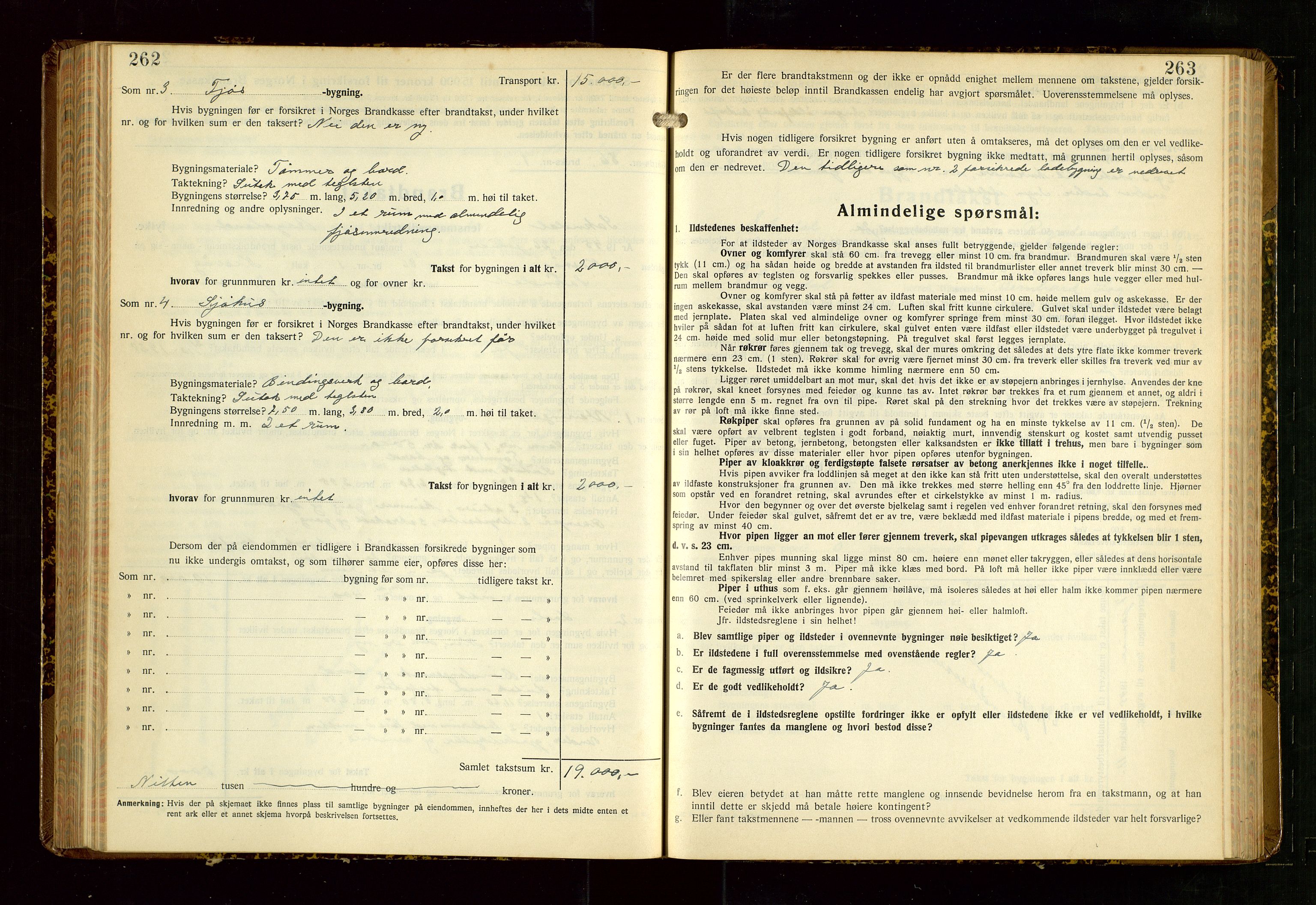 Sokndal lensmannskontor, AV/SAST-A-100417/Gob/L0008: "Brandtakst-Protokoll", 1937-1955, p. 262-263