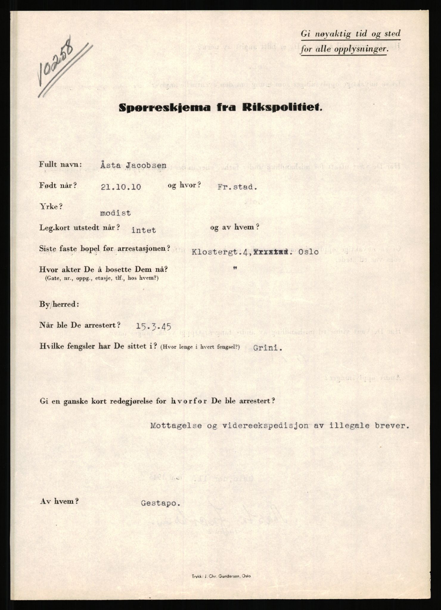 Rikspolitisjefen, AV/RA-S-1560/L/L0008: Jaffe, Bernhard - Karset, Helge Hafsahl, 1940-1945, p. 151