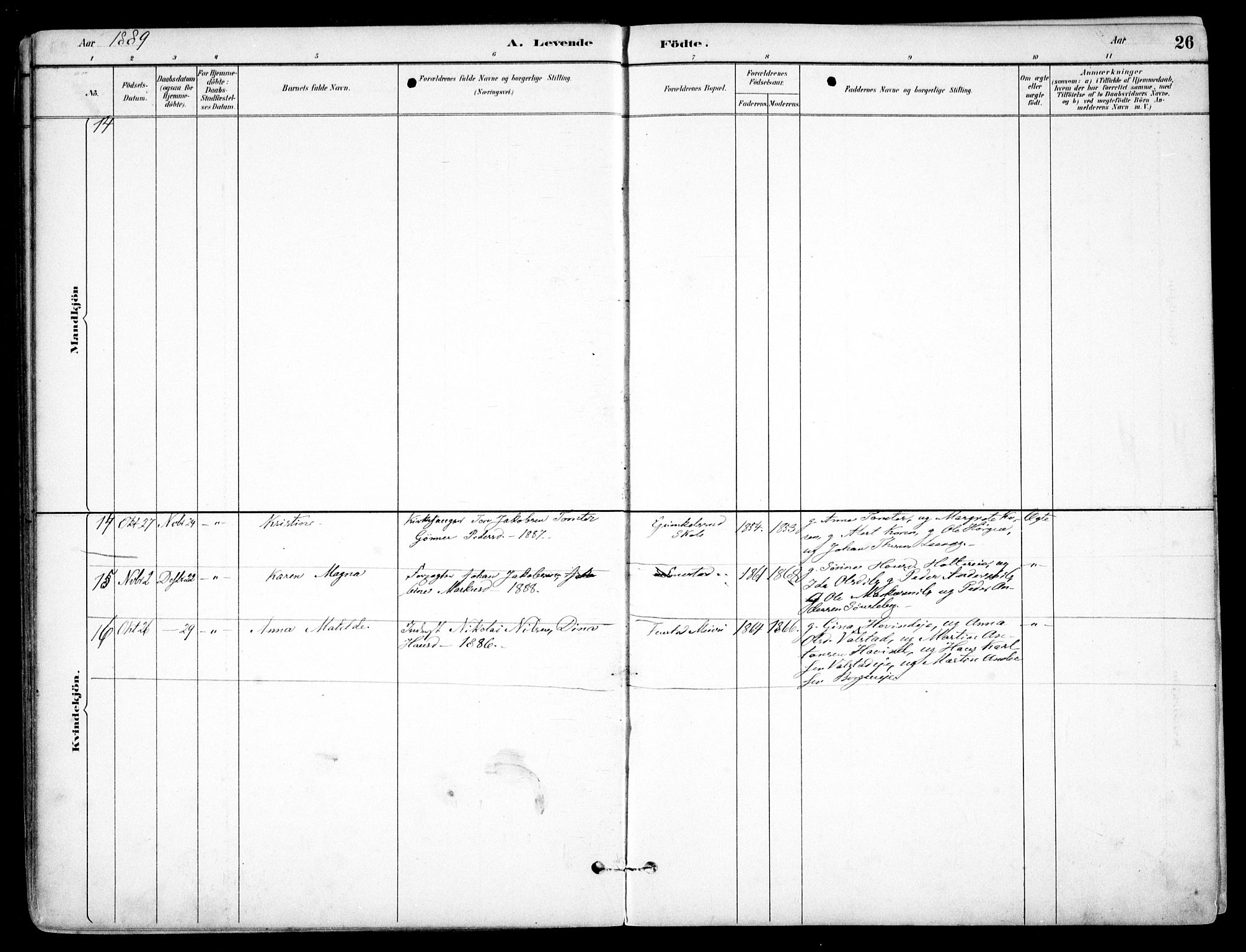 Nes prestekontor Kirkebøker, AV/SAO-A-10410/F/Fb/L0002: Parish register (official) no. II 2, 1883-1918, p. 26